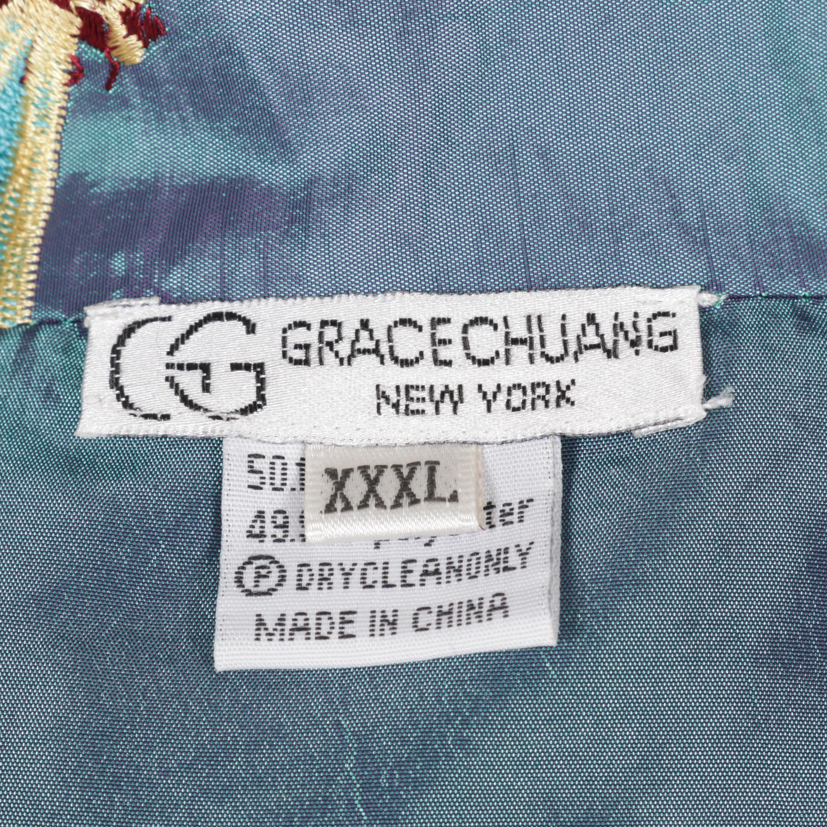 Grace Chuang Long Jacket with multi flower print JA1417-2912