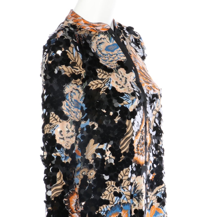 Tory Burch Agnes Sequin Paillettes Floral Print Maxi Dress, New with ...