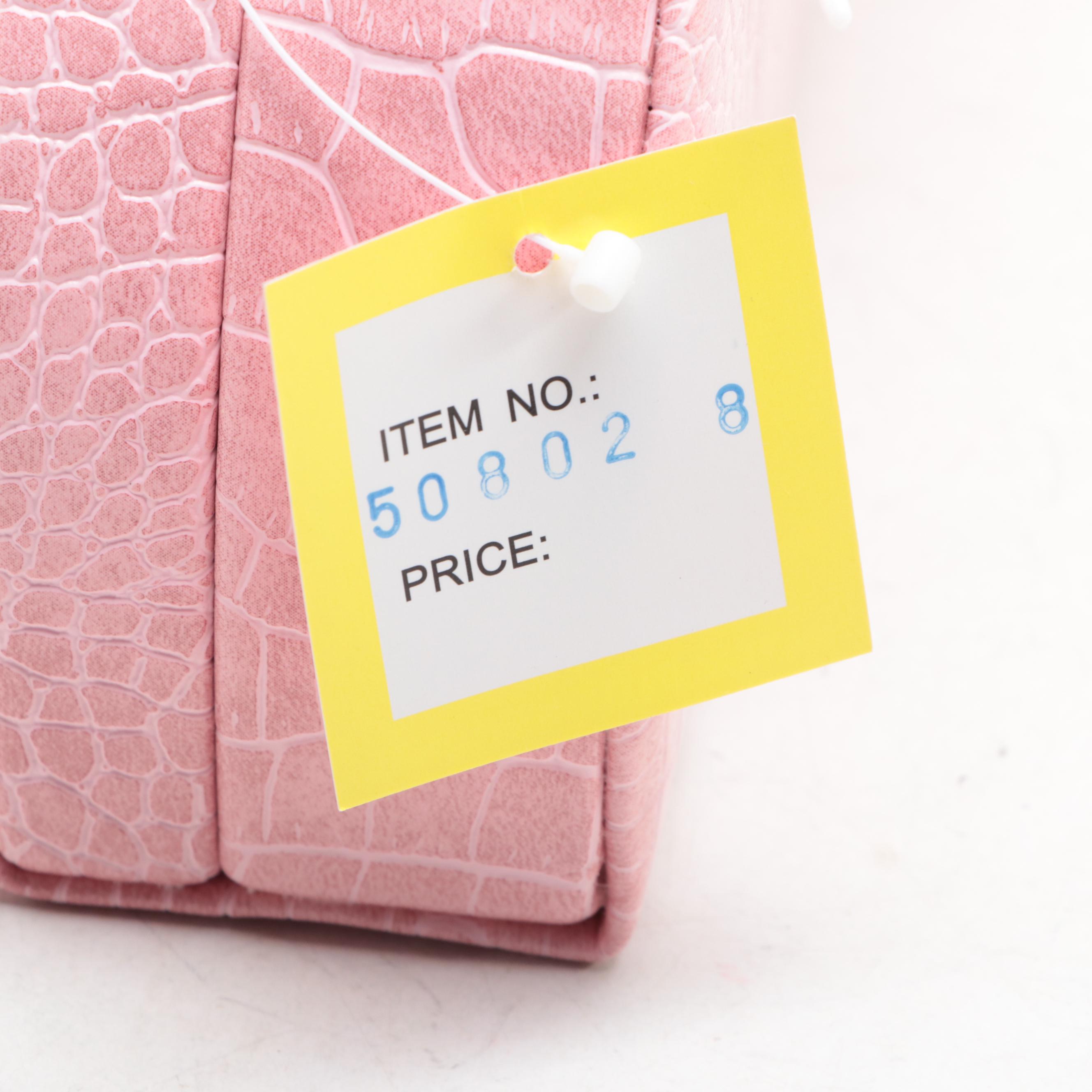 Pink Reptilian Embossed Bonded Leather Travel Jewelry Boxes EBTH