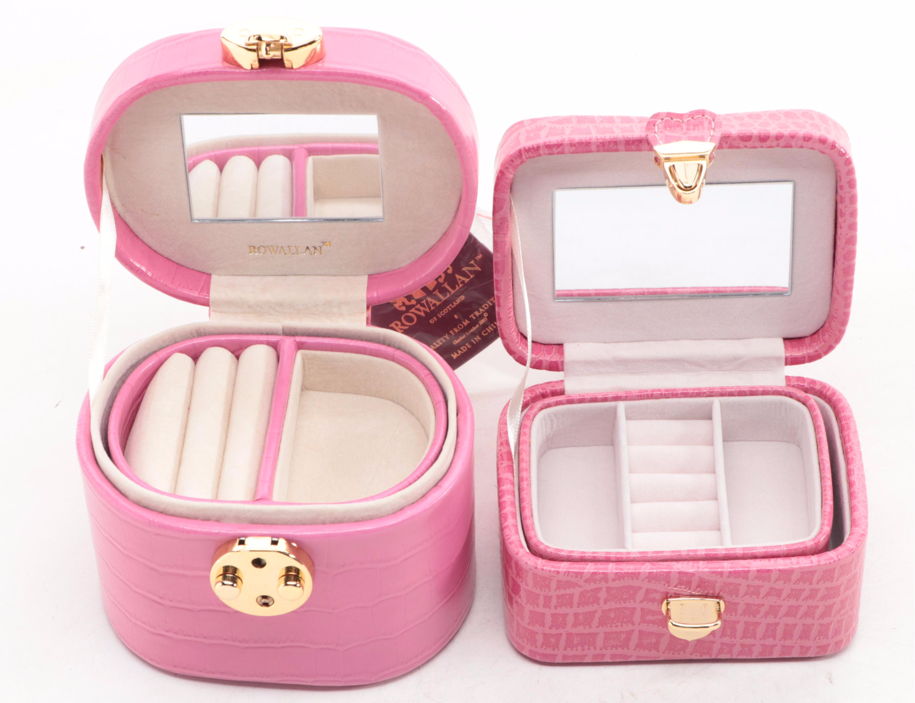 Pink Reptilian Embossed Bonded Leather Travel Jewelry Boxes EBTH