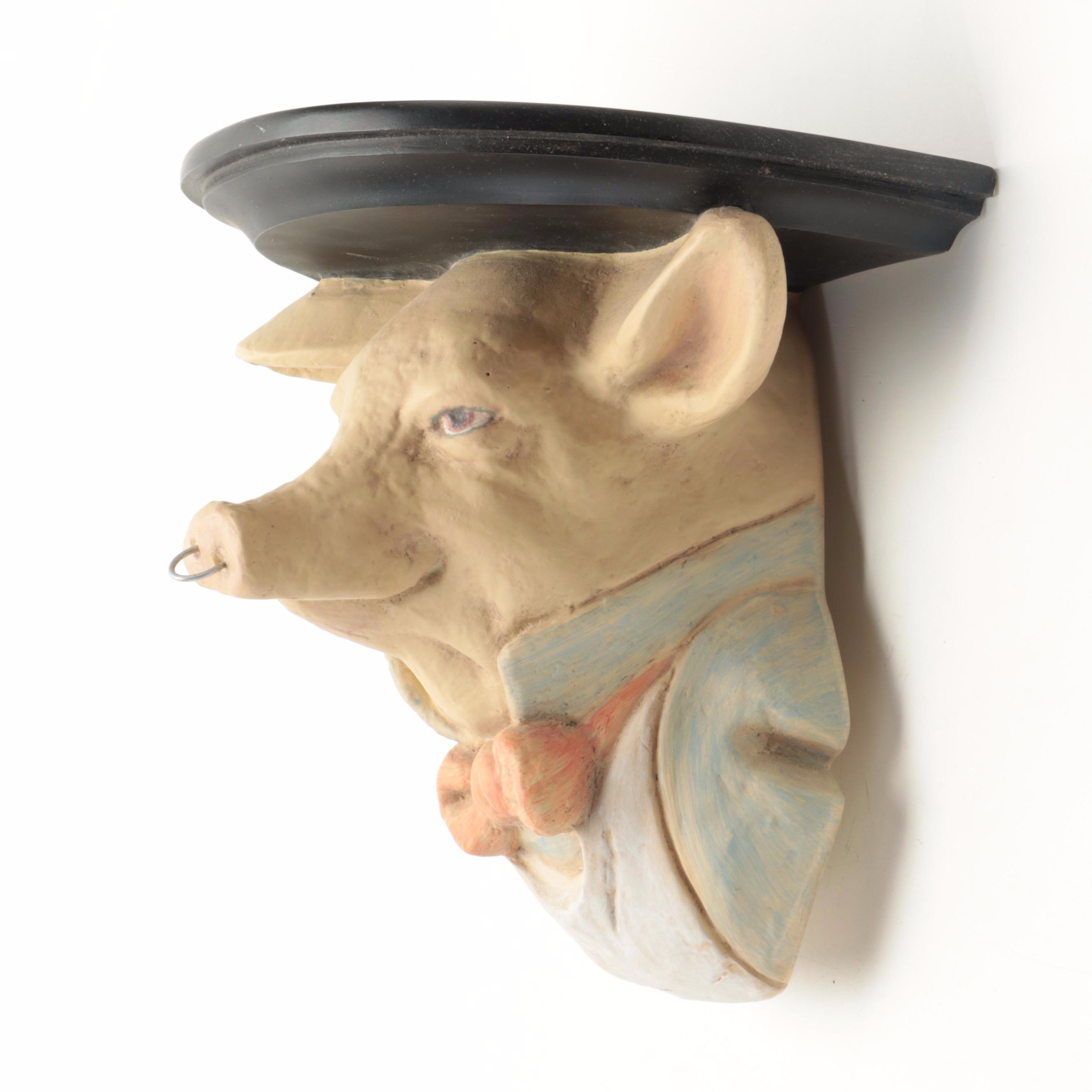Winged Pig Clock and House Parts "French Country Bistro Chef Pig" Wall