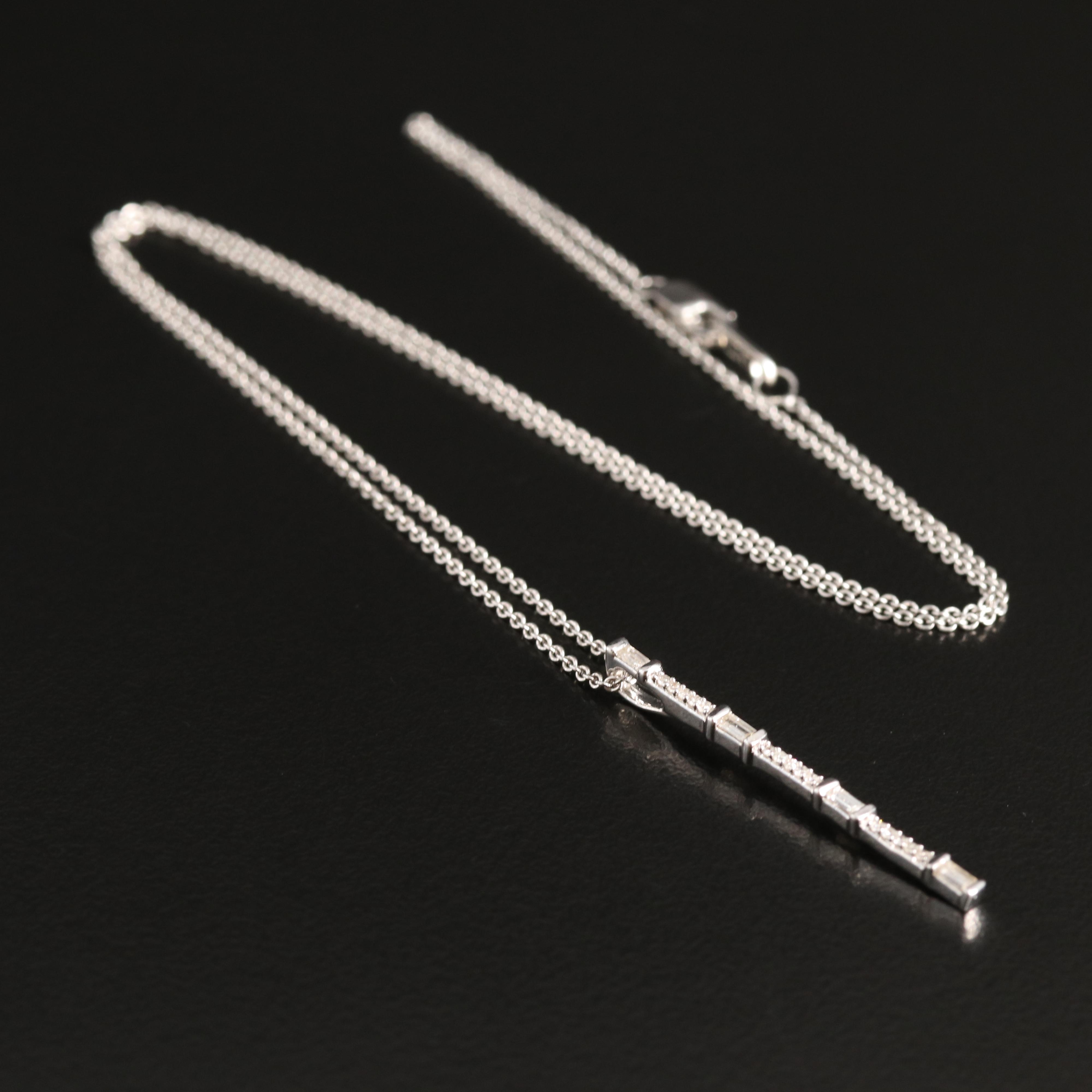 Sterling Diamond Bar Necklace EBTH