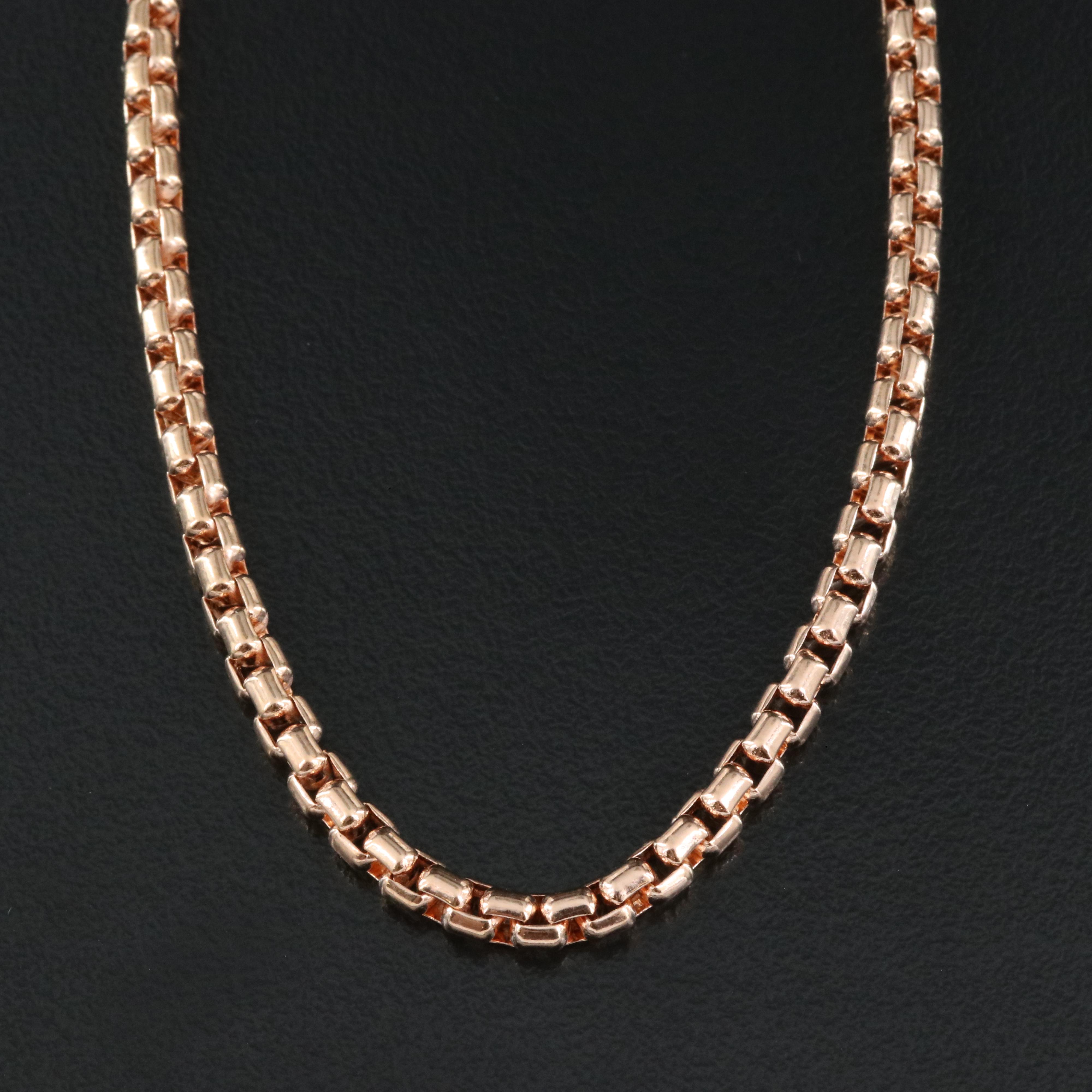 14K Rose Gold Box Chain Necklace EBTH