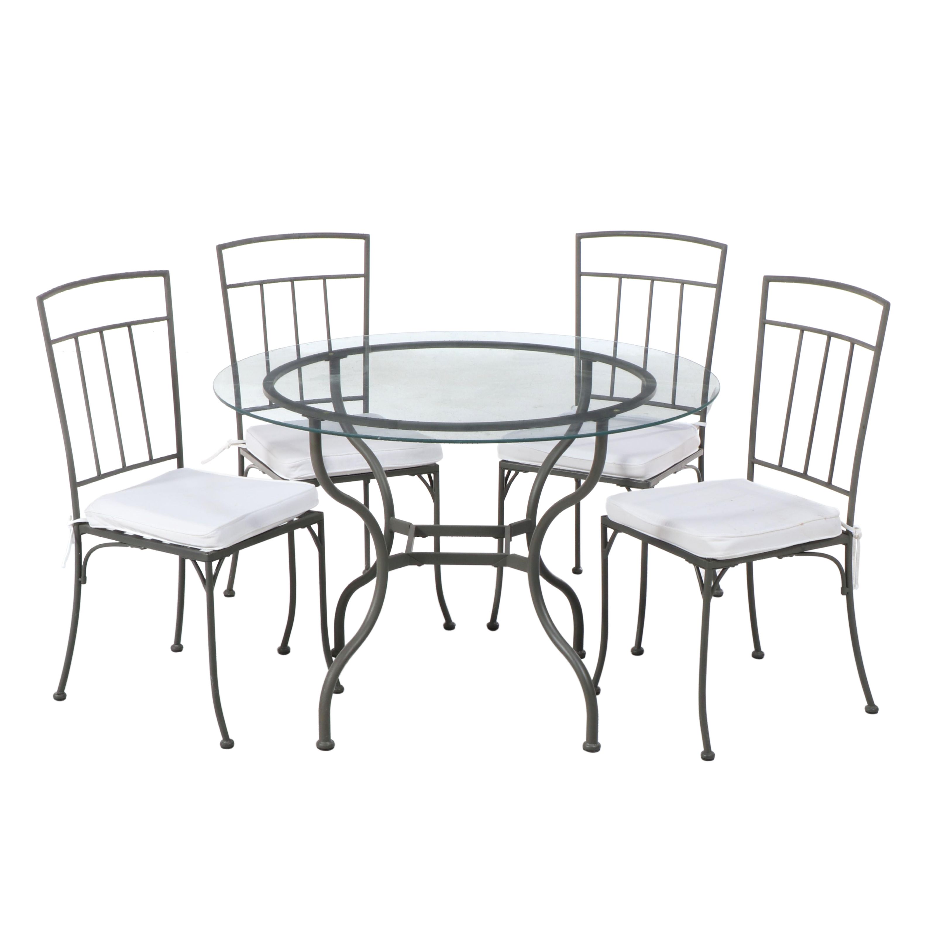Four IKEA Oleby Metal Dining Chairs with GlassTop Metal Table EBTH