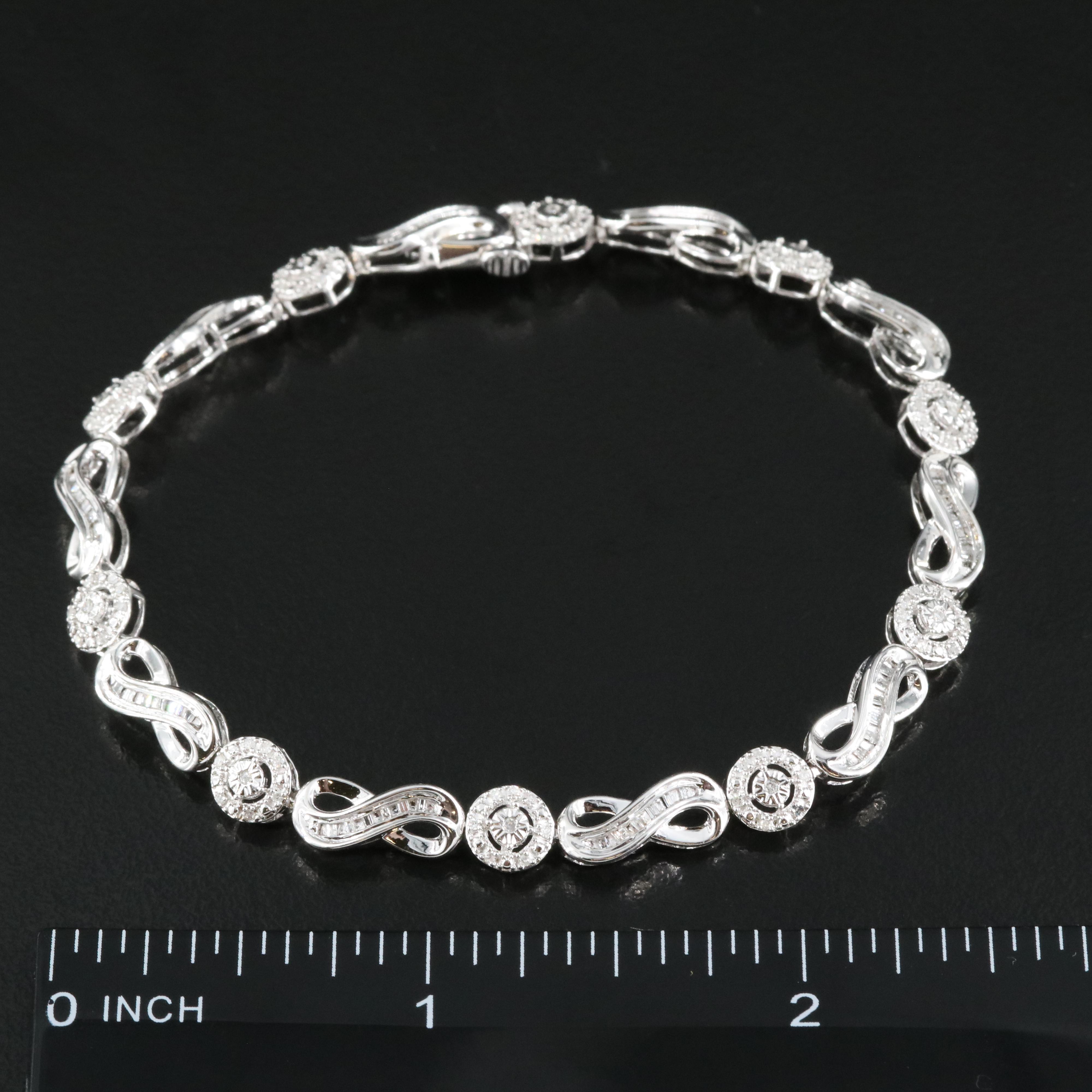 Sterling Diamond Infinity Link Bracelet EBTH