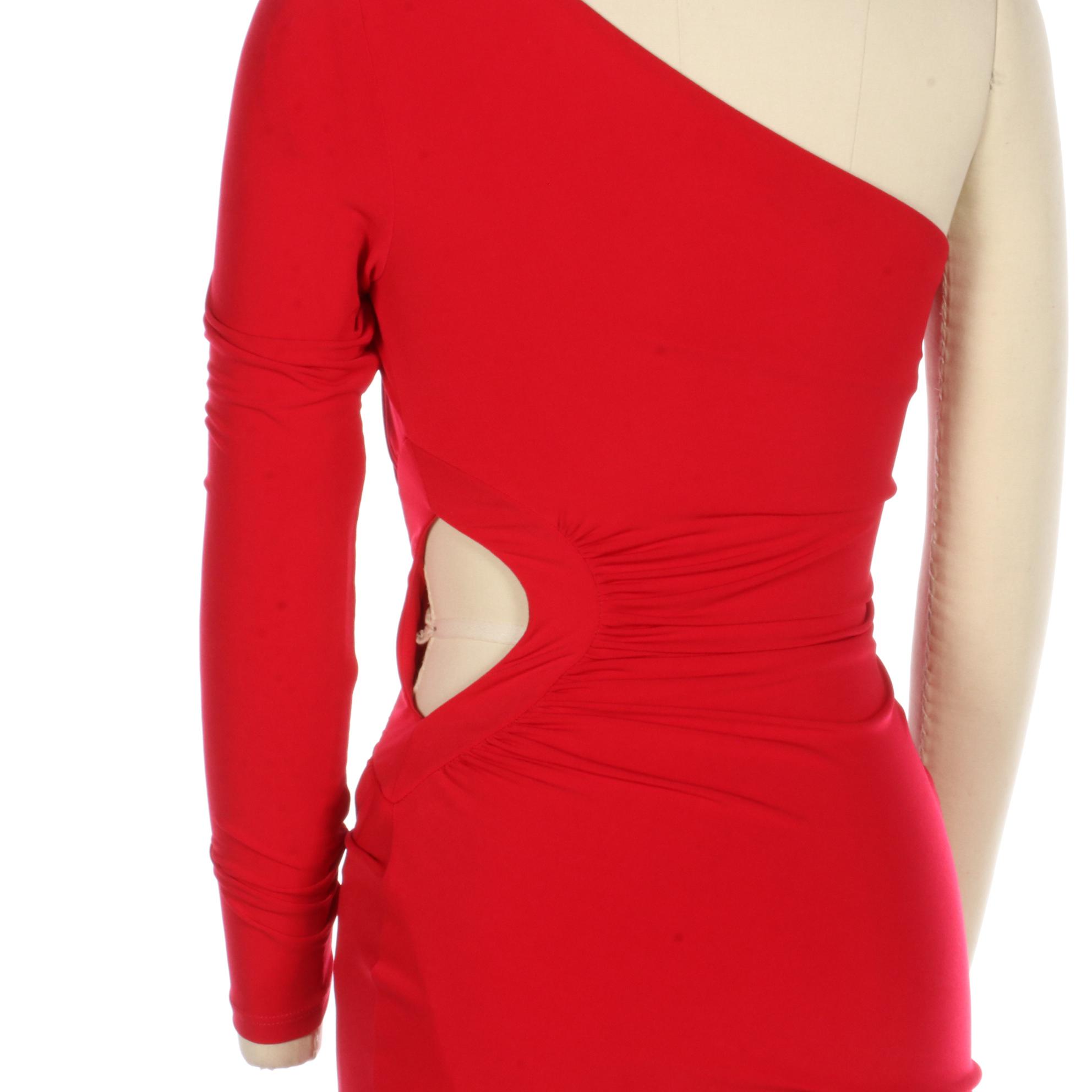 Guess OneShoulder Ruched CutOut Bodycon Dress in Red EBTH