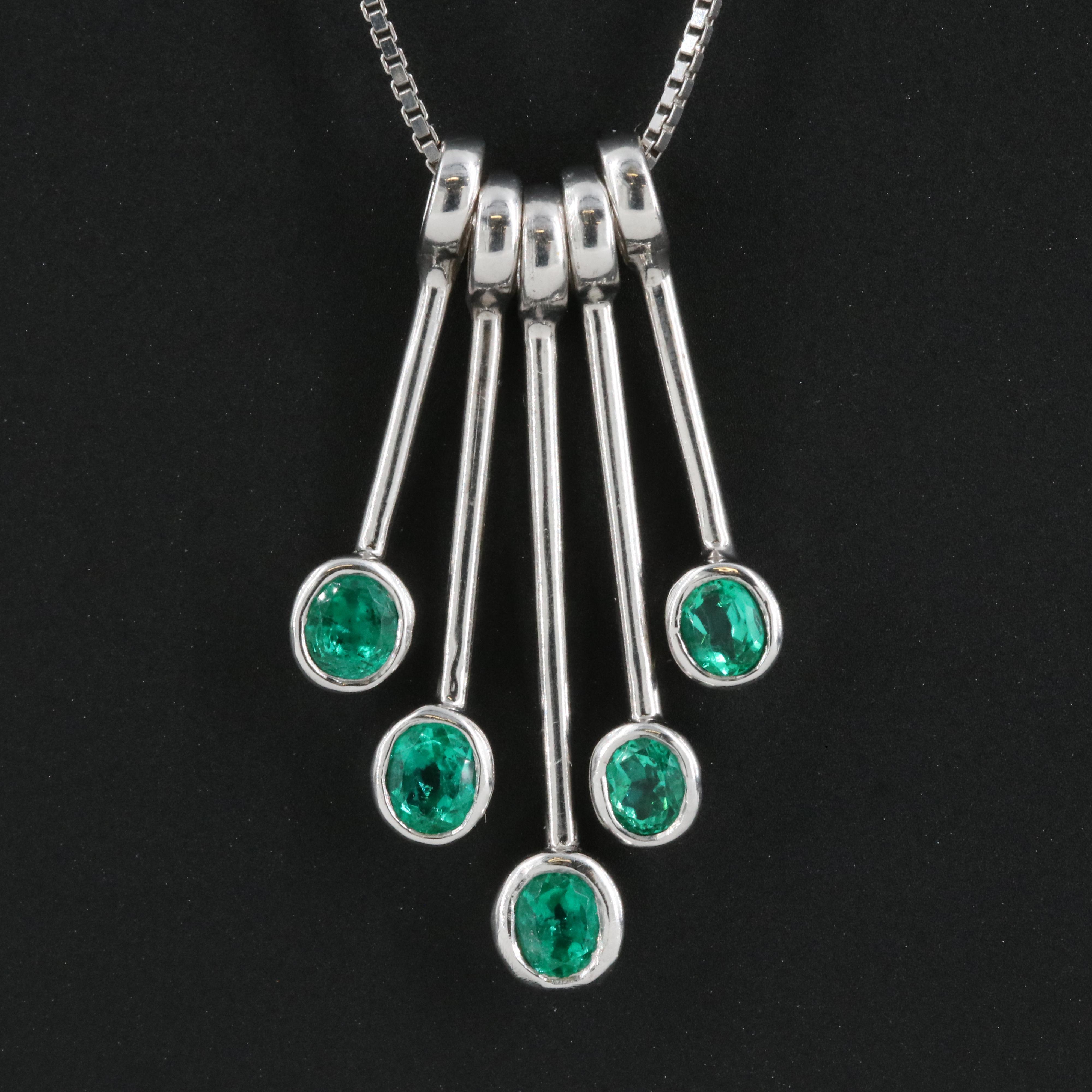 18K Emerald Fringe Pendant Necklace EBTH