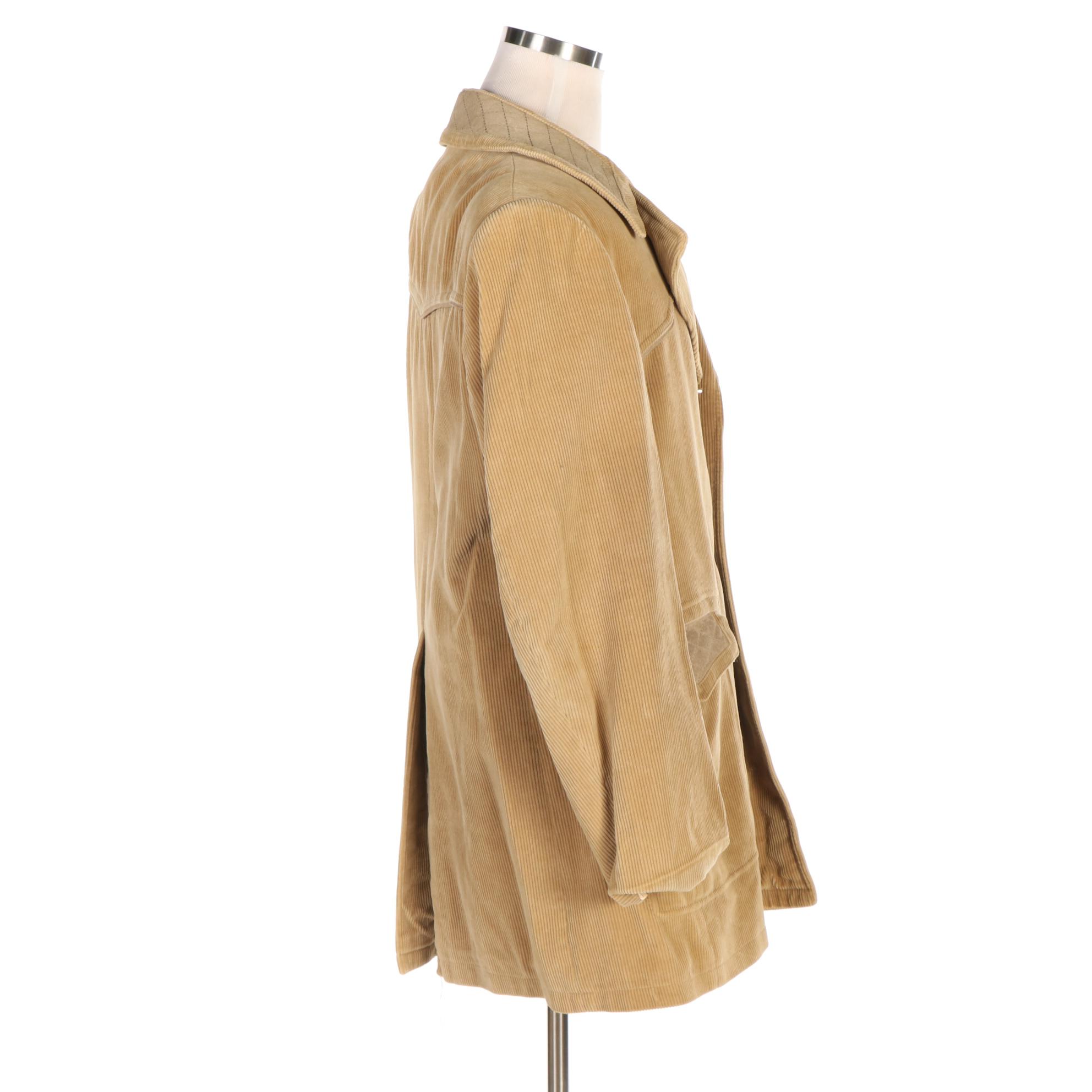 Men's Cortefiel Corduroy and Quilted Suede ButtonFront Coat EBTH