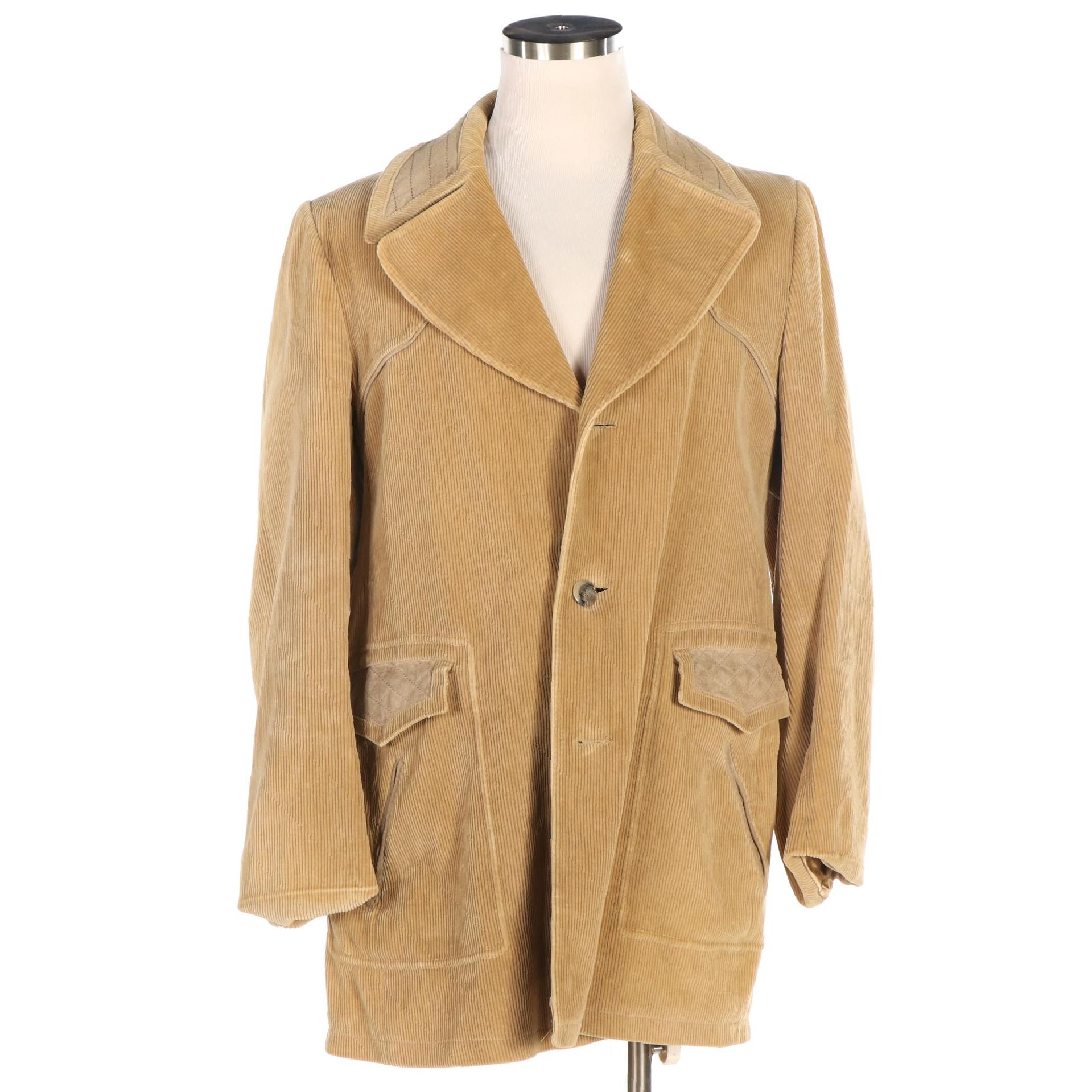 Men's Cortefiel Corduroy and Quilted Suede ButtonFront Coat EBTH