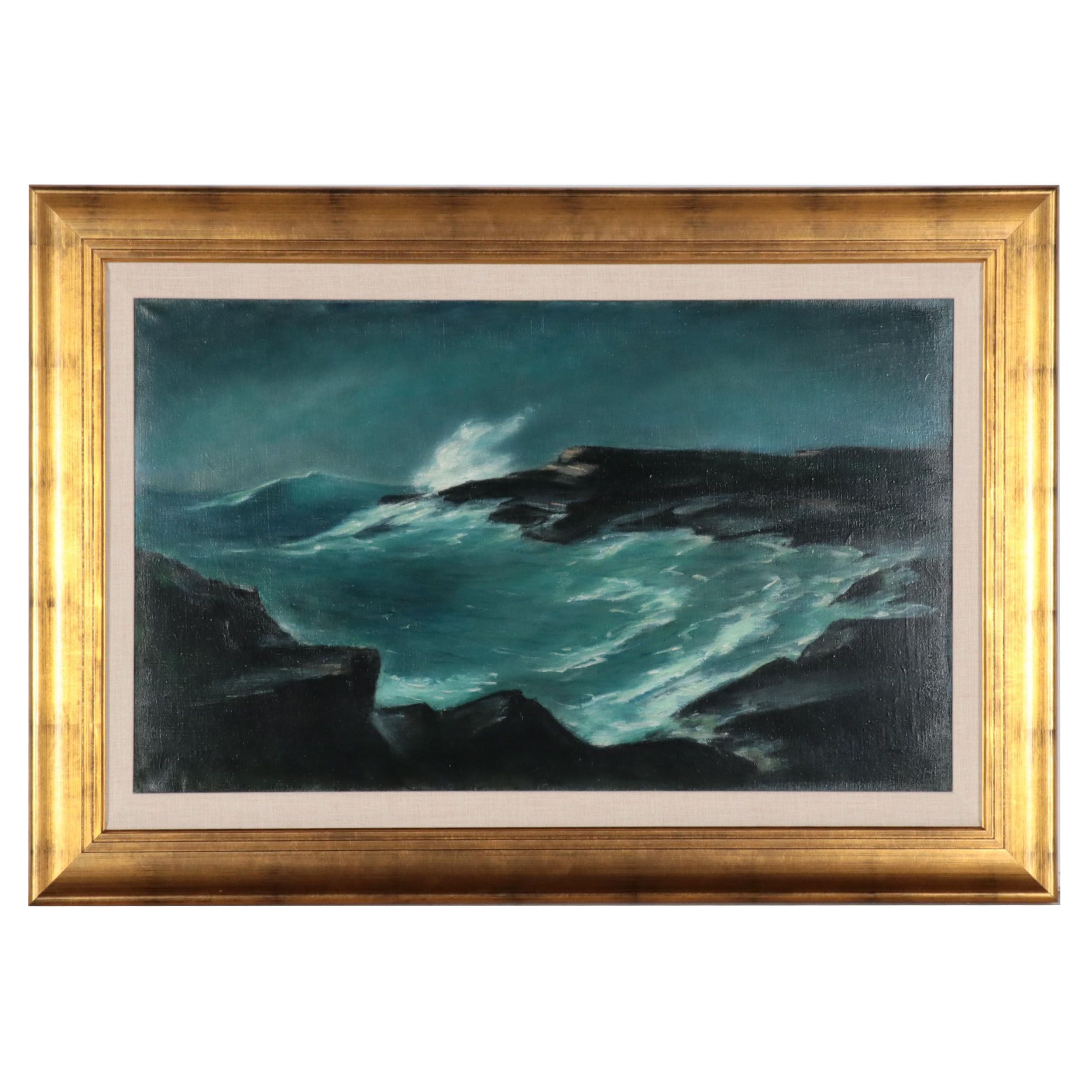 Henry E. Mattson Oil Painting of Seascape "Silver Spray" EBTH