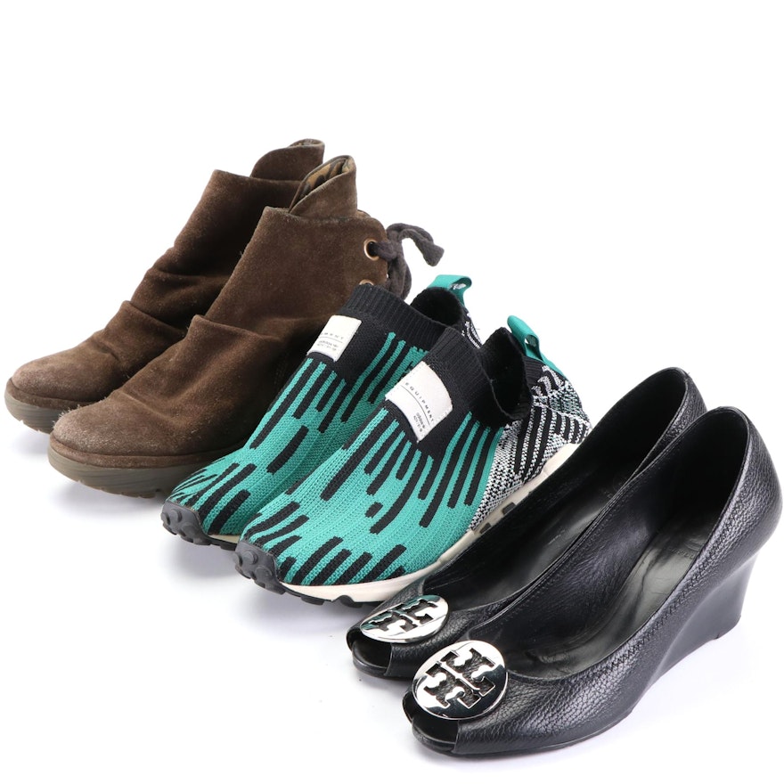 Tory Burch Open Toe Wedges, Adidas Green Equipment Slip-Ons, & London Fly  Boots | EBTH