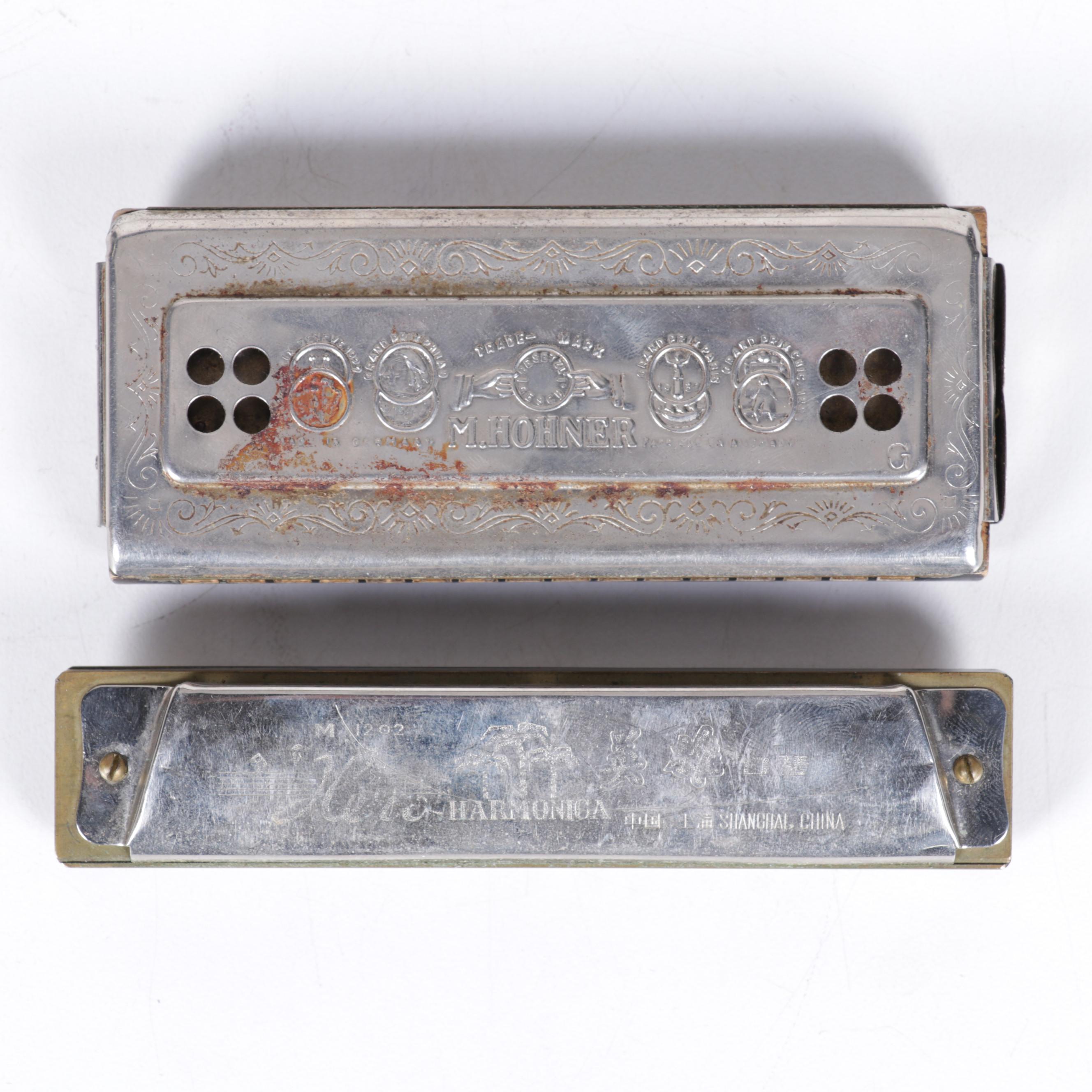 Hohner, Echo and Huang Harmonicas with Tin Whistle EBTH