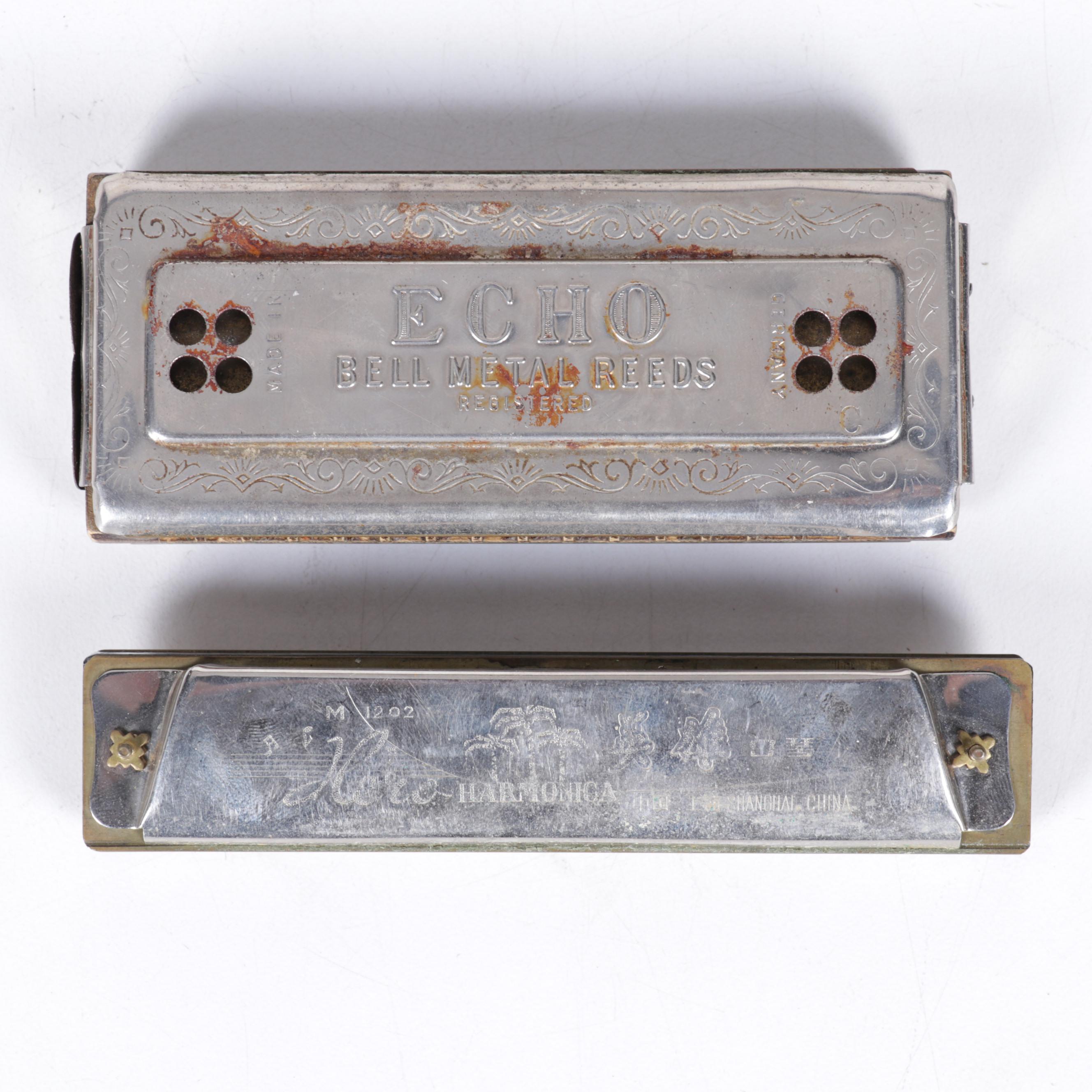 Hohner, Echo and Huang Harmonicas with Tin Whistle EBTH