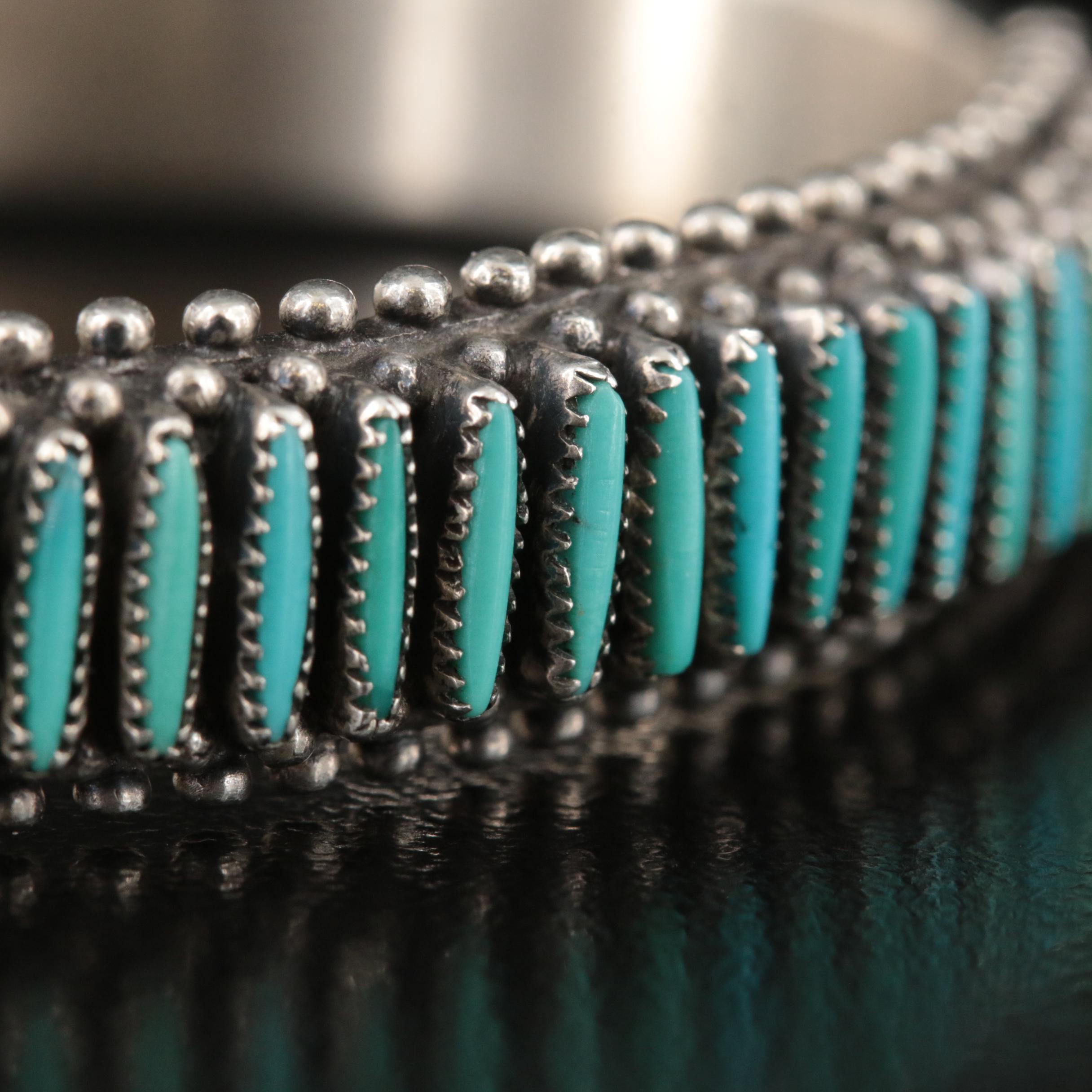 Bryant Waatsa Jr. and Gloria Acque Zuni, Turquoise Needlepoint Ring and