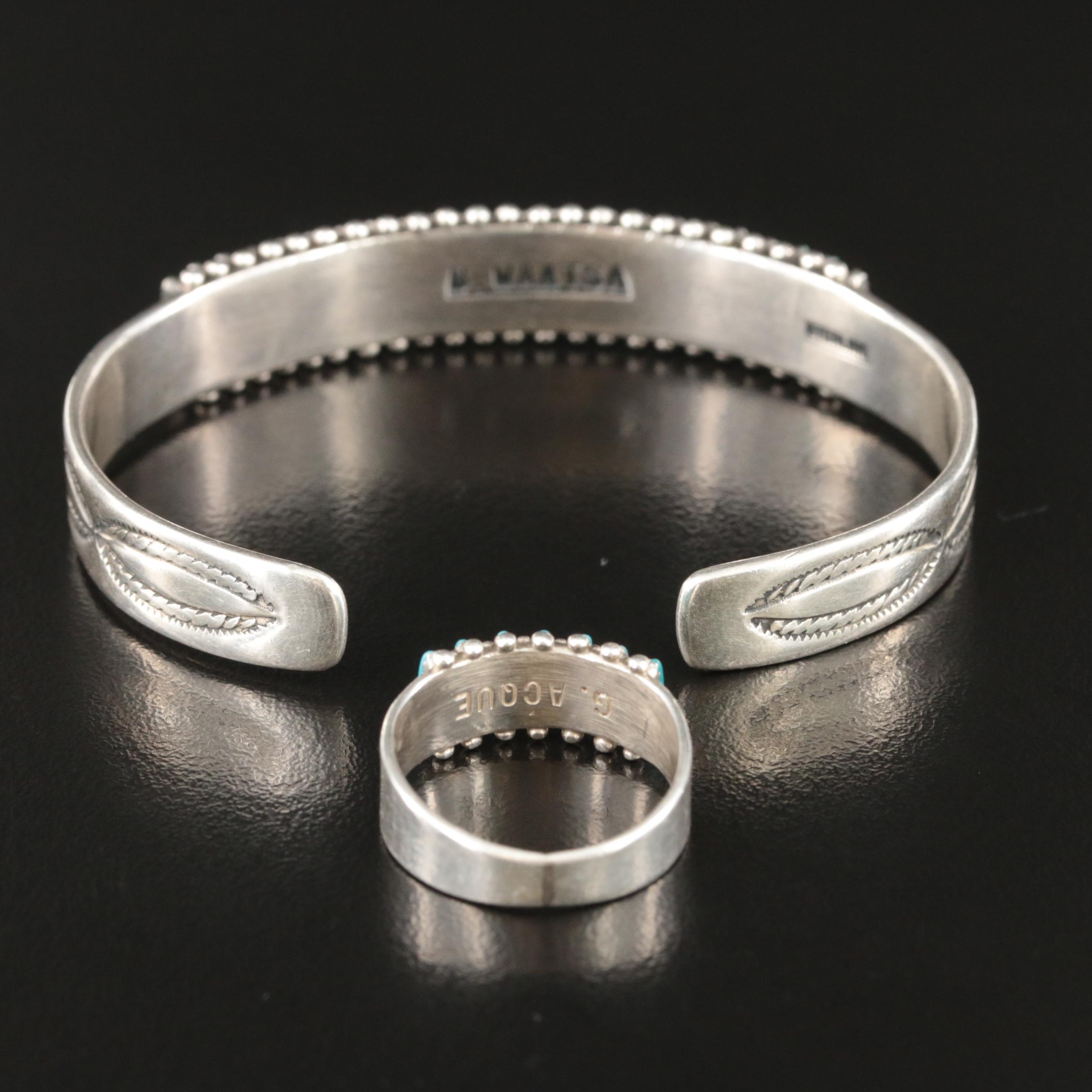 Bryant Waatsa Jr. and Gloria Acque Zuni, Turquoise Needlepoint Ring and