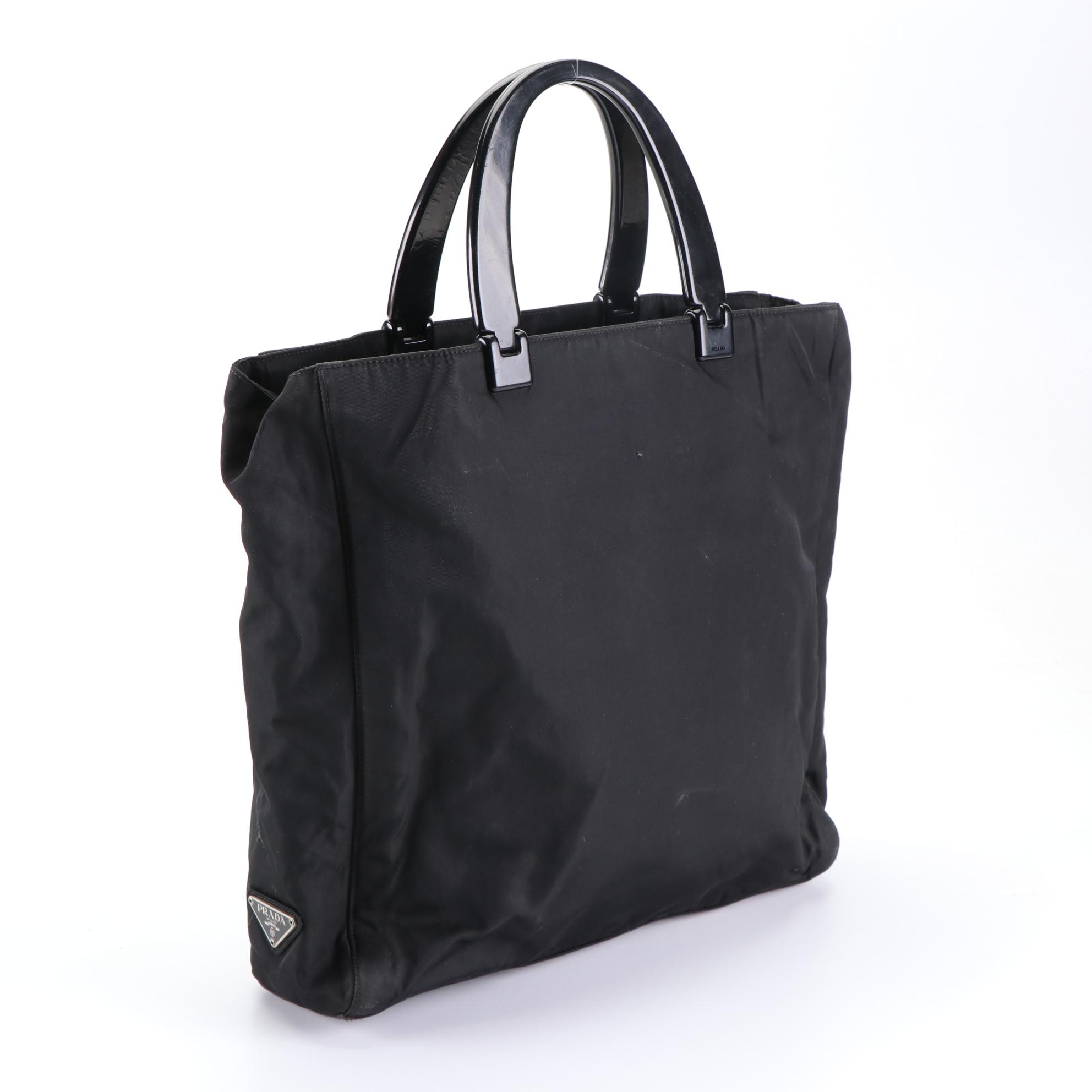 Prada Top Handle Tote in Black Nylon EBTH