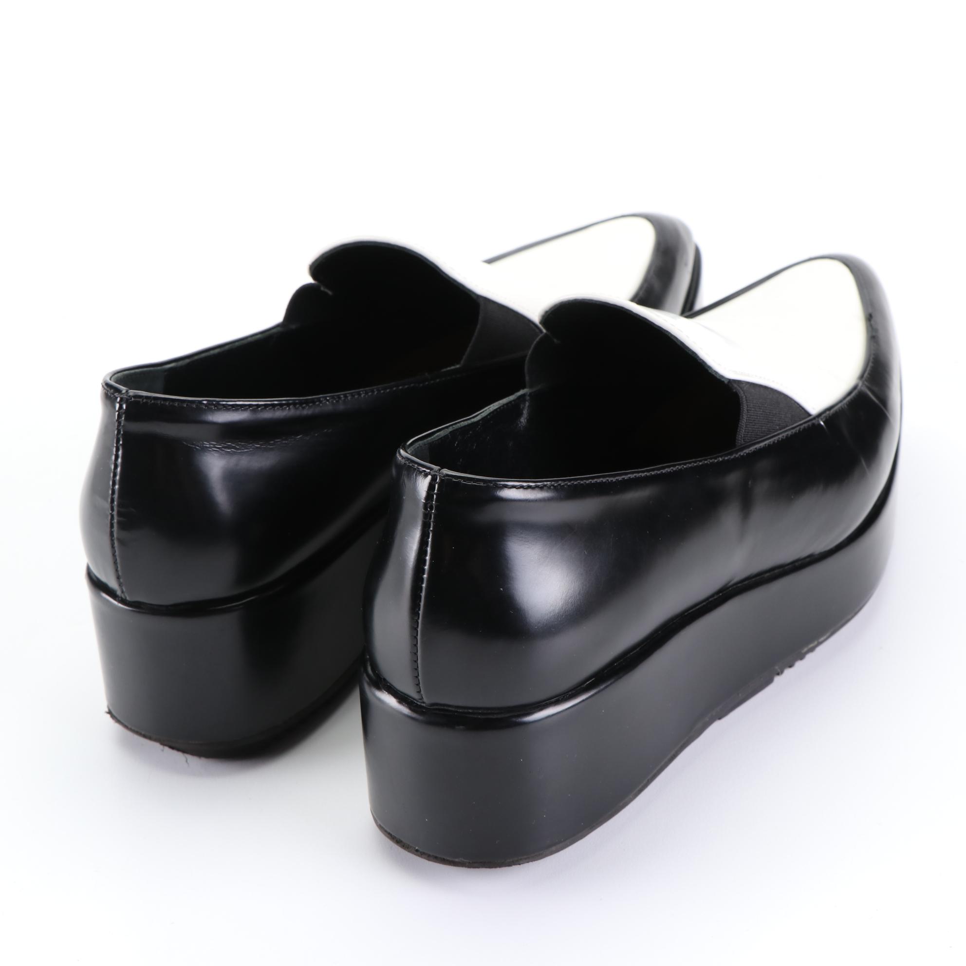 Prada Platform Loafers in Black and White Leather EBTH