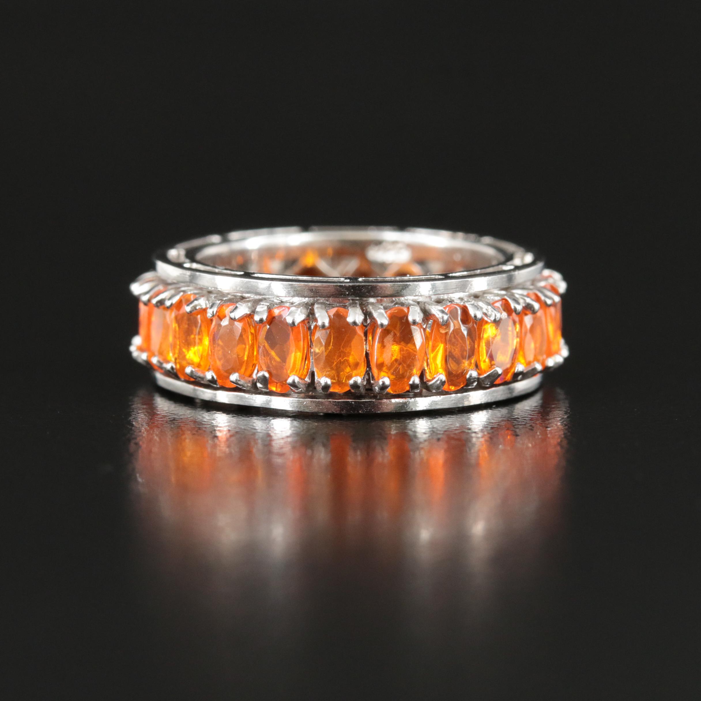 Sterling Fire Opal Spinner Eternity Band EBTH