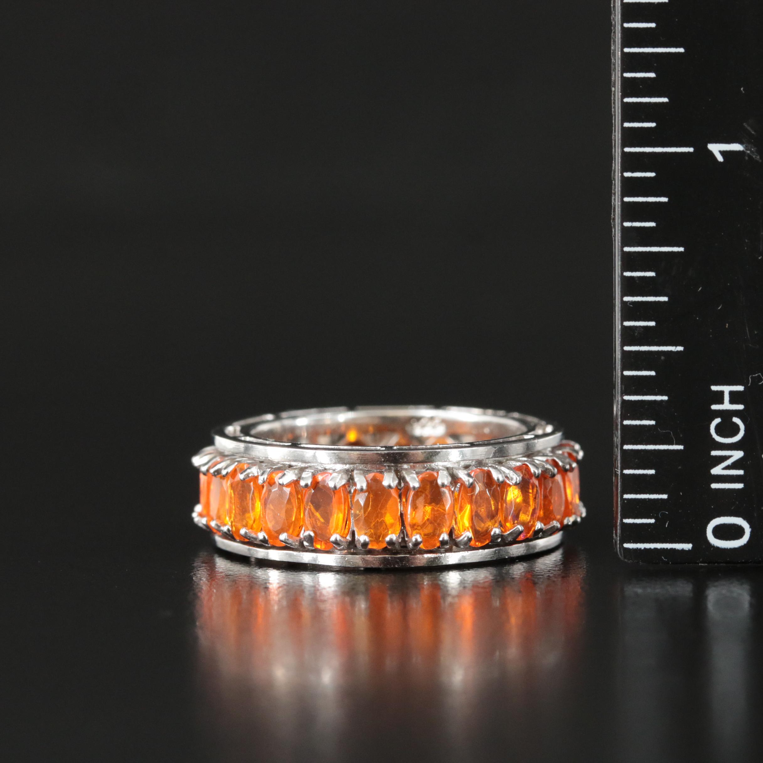 Sterling Fire Opal Spinner Eternity Band EBTH