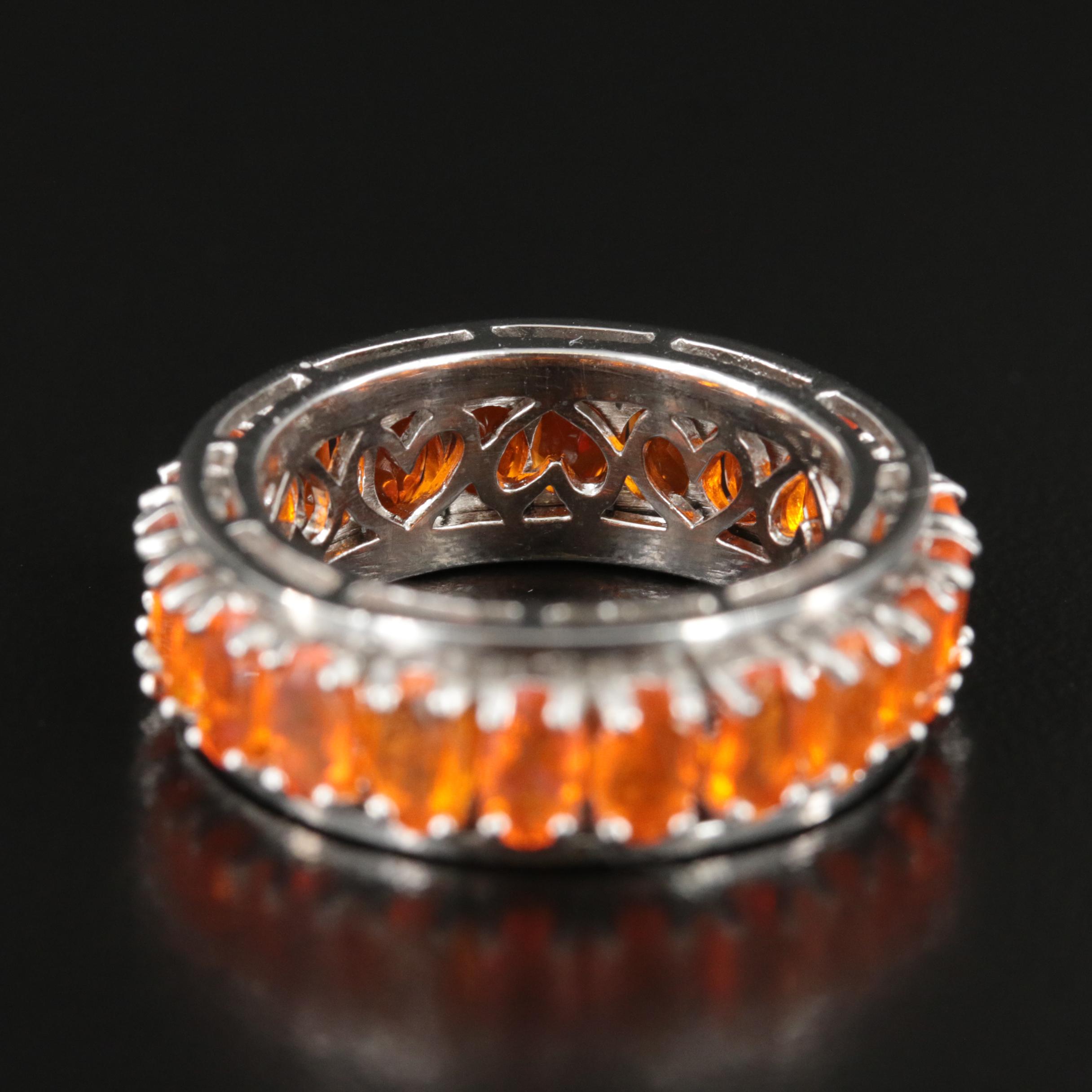 Sterling Fire Opal Spinner Eternity Band EBTH