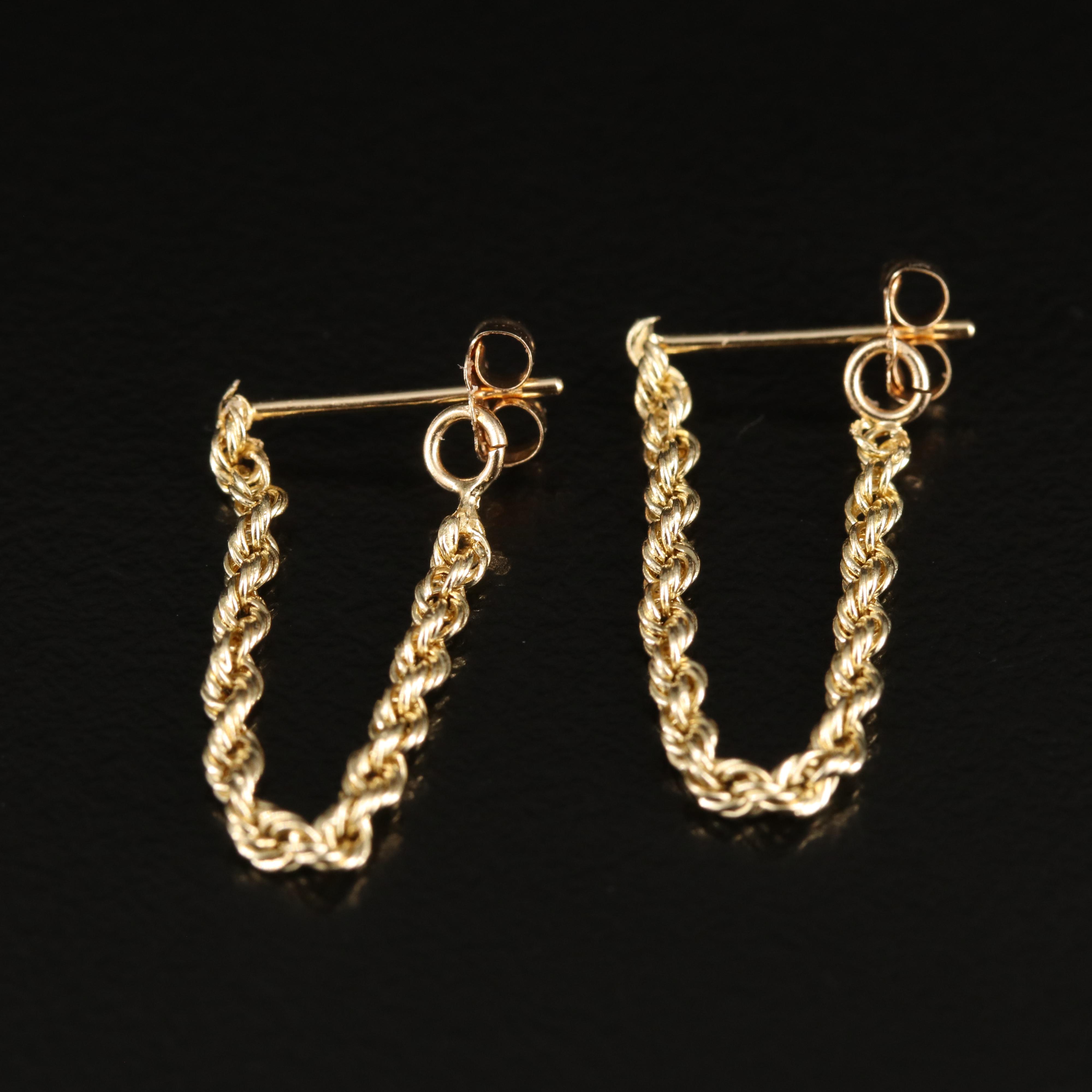 14K Rope Chain Hoop Earrings EBTH