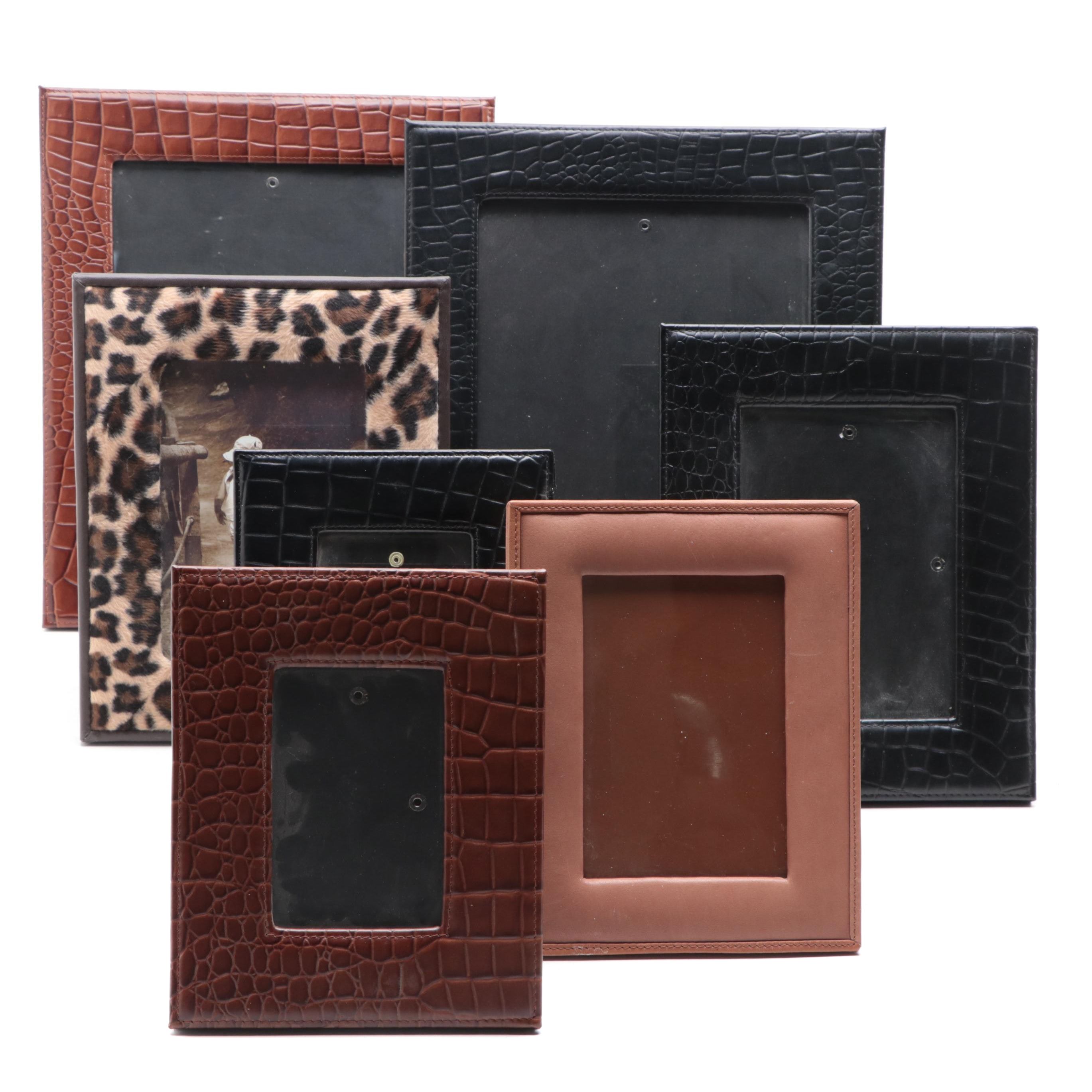 Assortment of Leather and Faux Fur Leopard Print Picture Frames EBTH