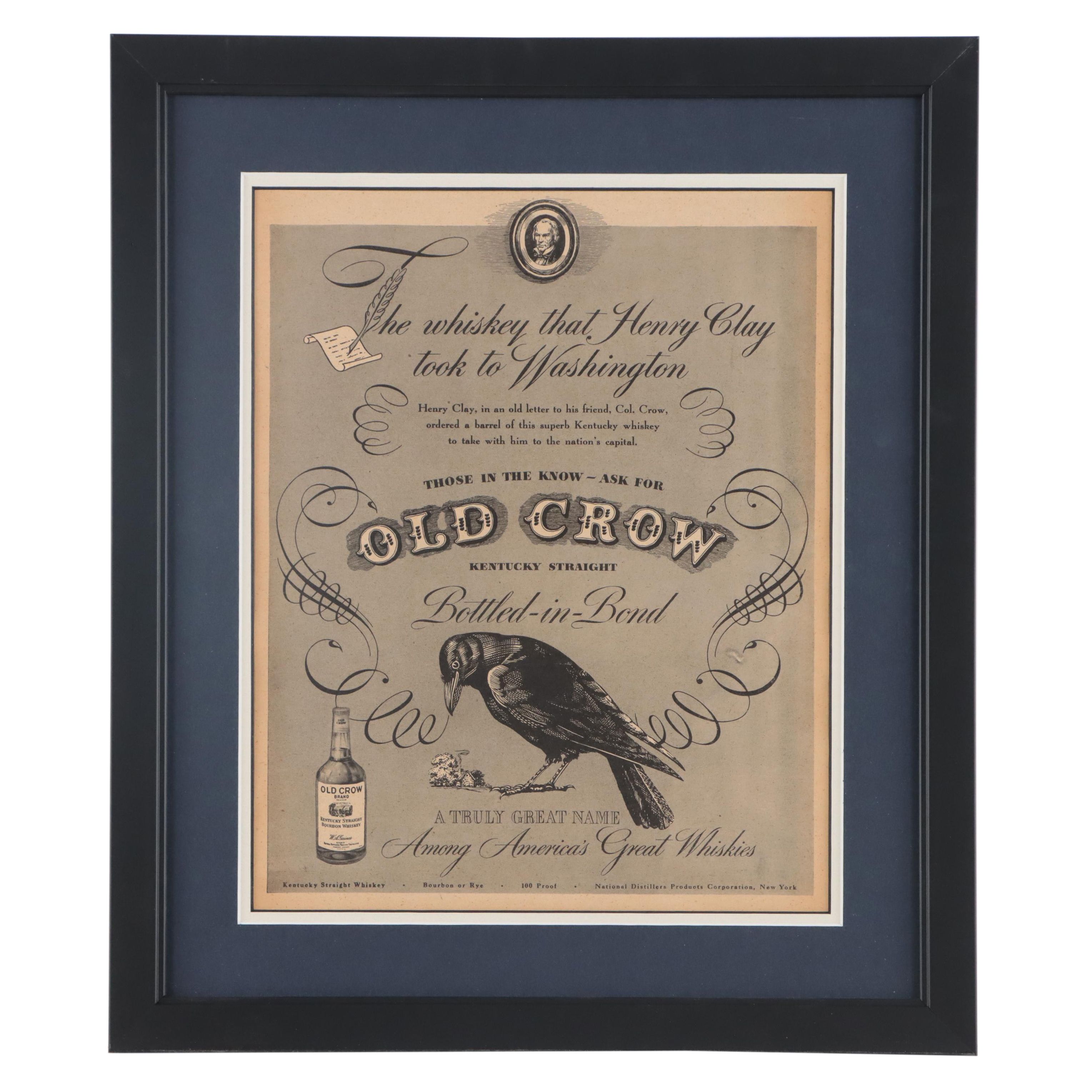 Old Crow Lithograph Advertisement Page, 1946 EBTH