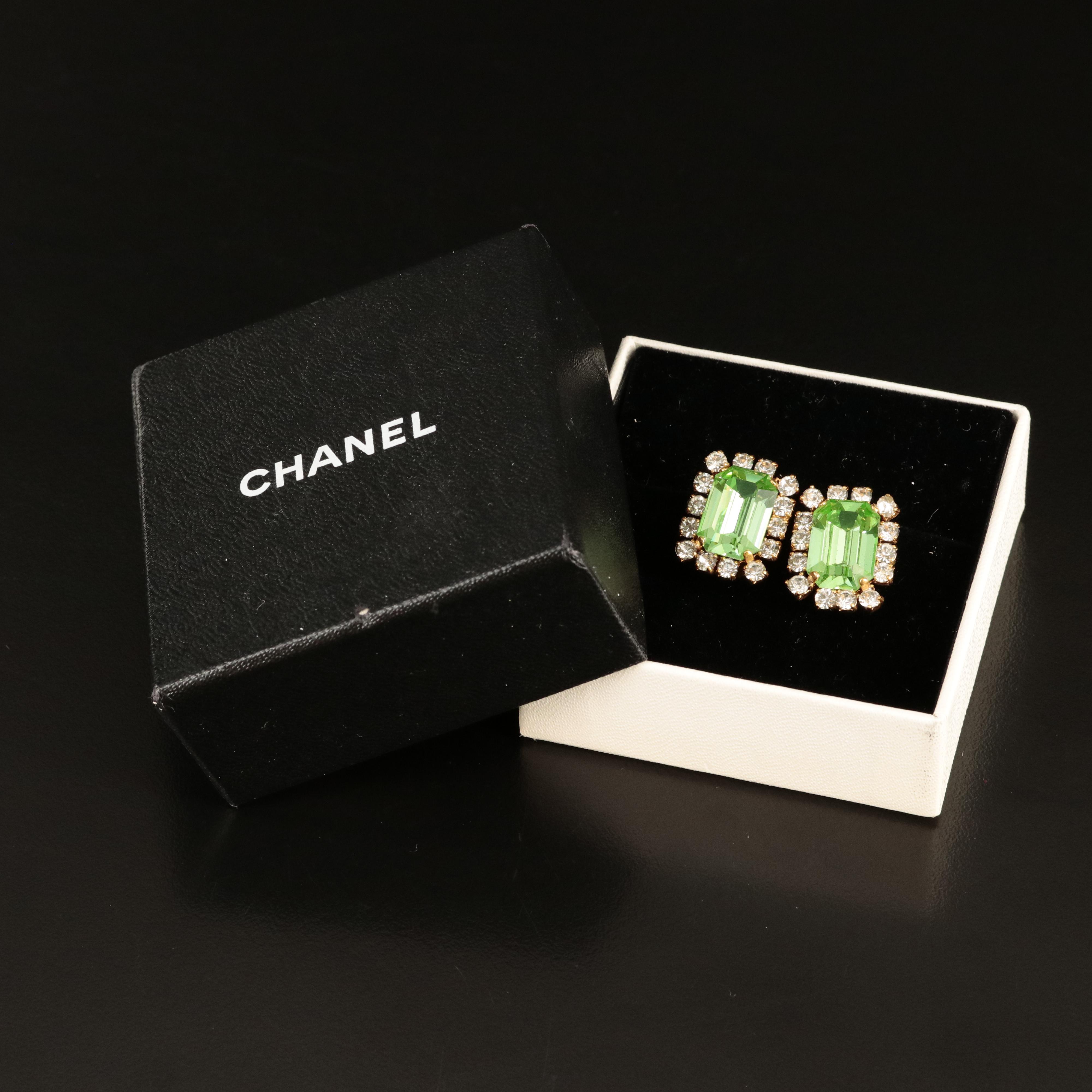 Chanel Rhinestone Stud Earrings EBTH