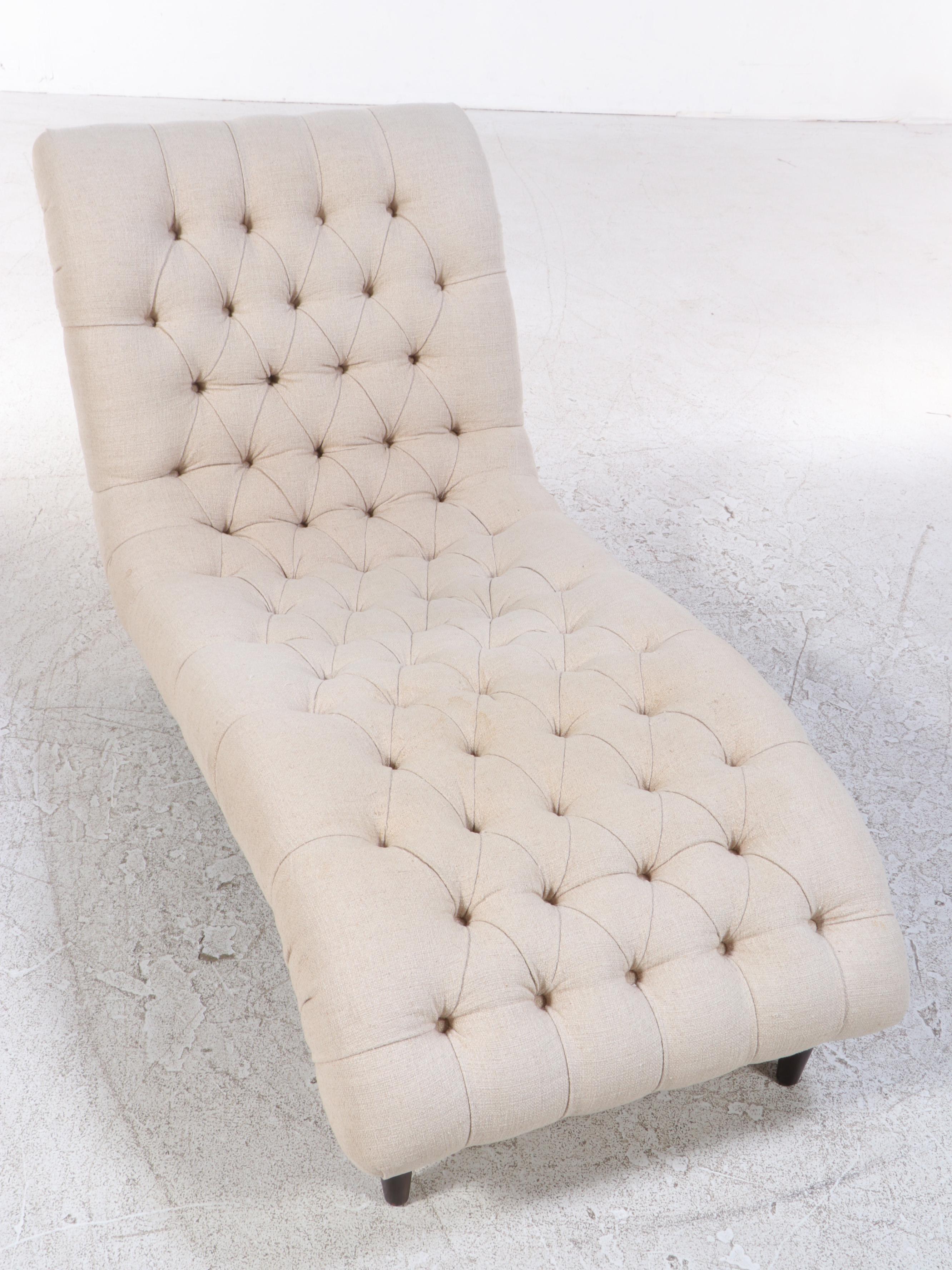 Arhaus Furniture "Audrey" ButtonTufted and Contoured Chaise Lounge EBTH