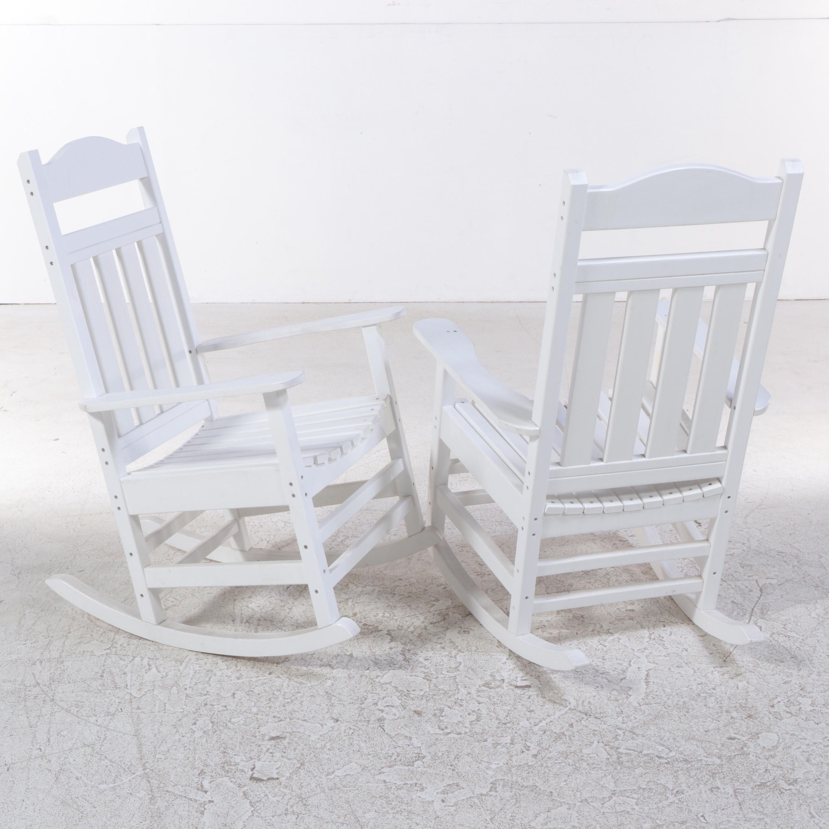 Pair of White Plastic Patio Rockers EBTH