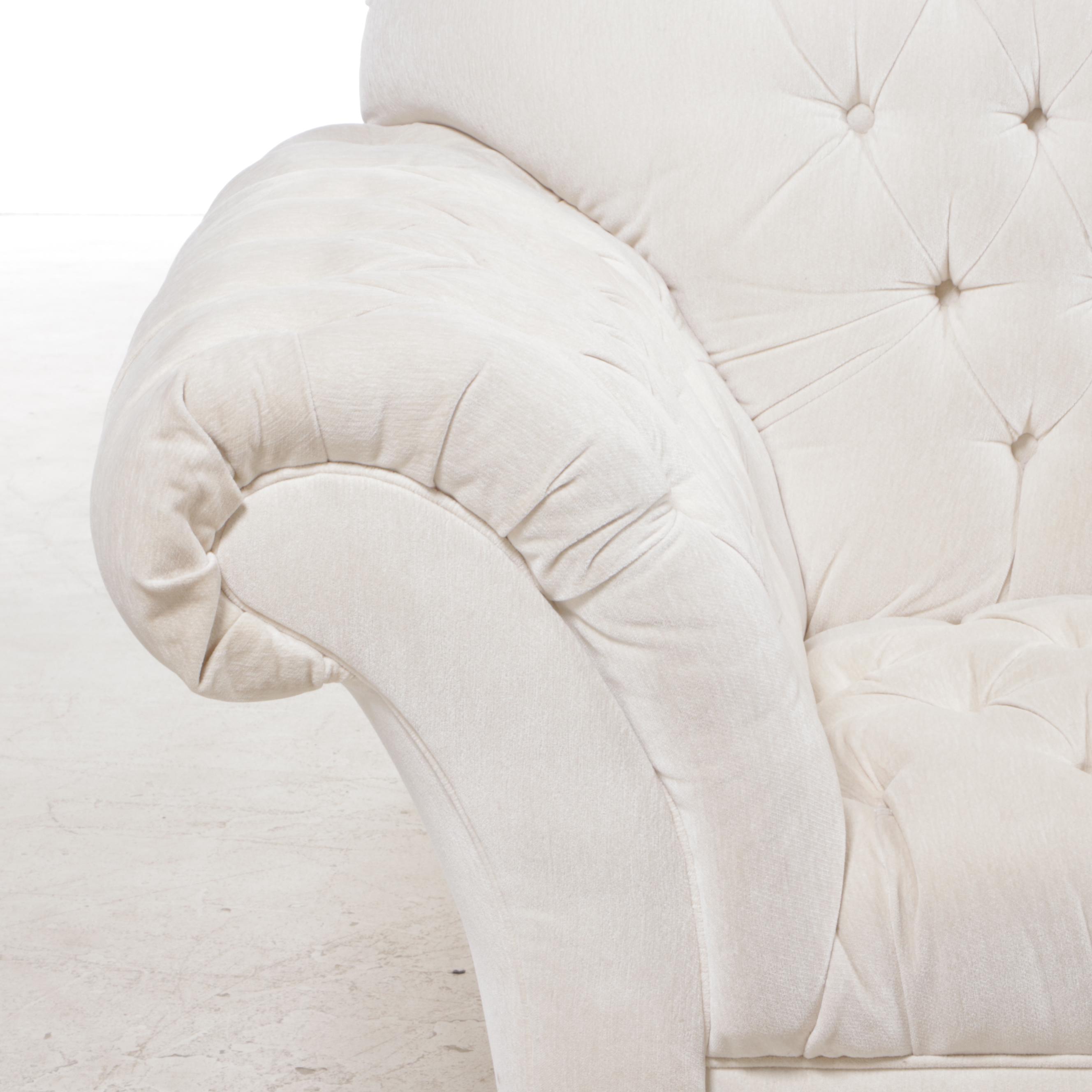 Contemporary ButtonTufted RollArm Sofa EBTH