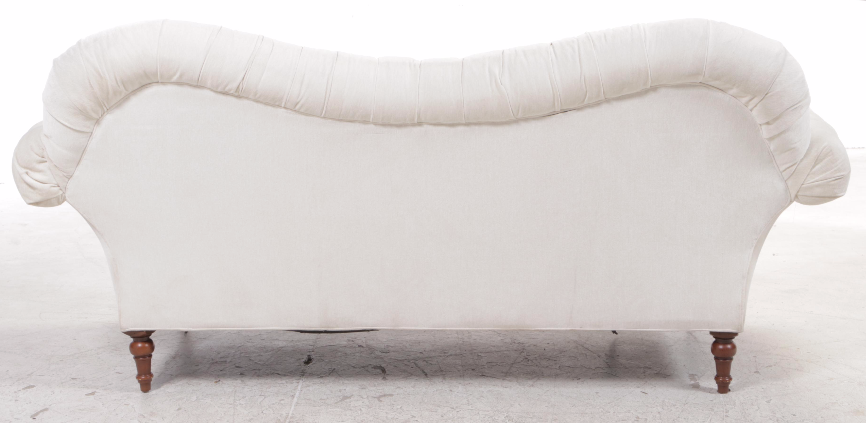 Contemporary ButtonTufted RollArm Sofa EBTH