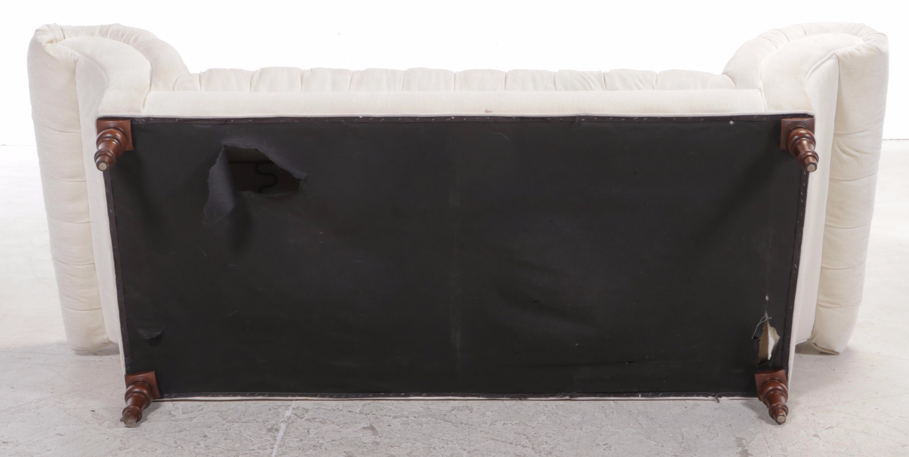 Contemporary ButtonTufted RollArm Sofa EBTH