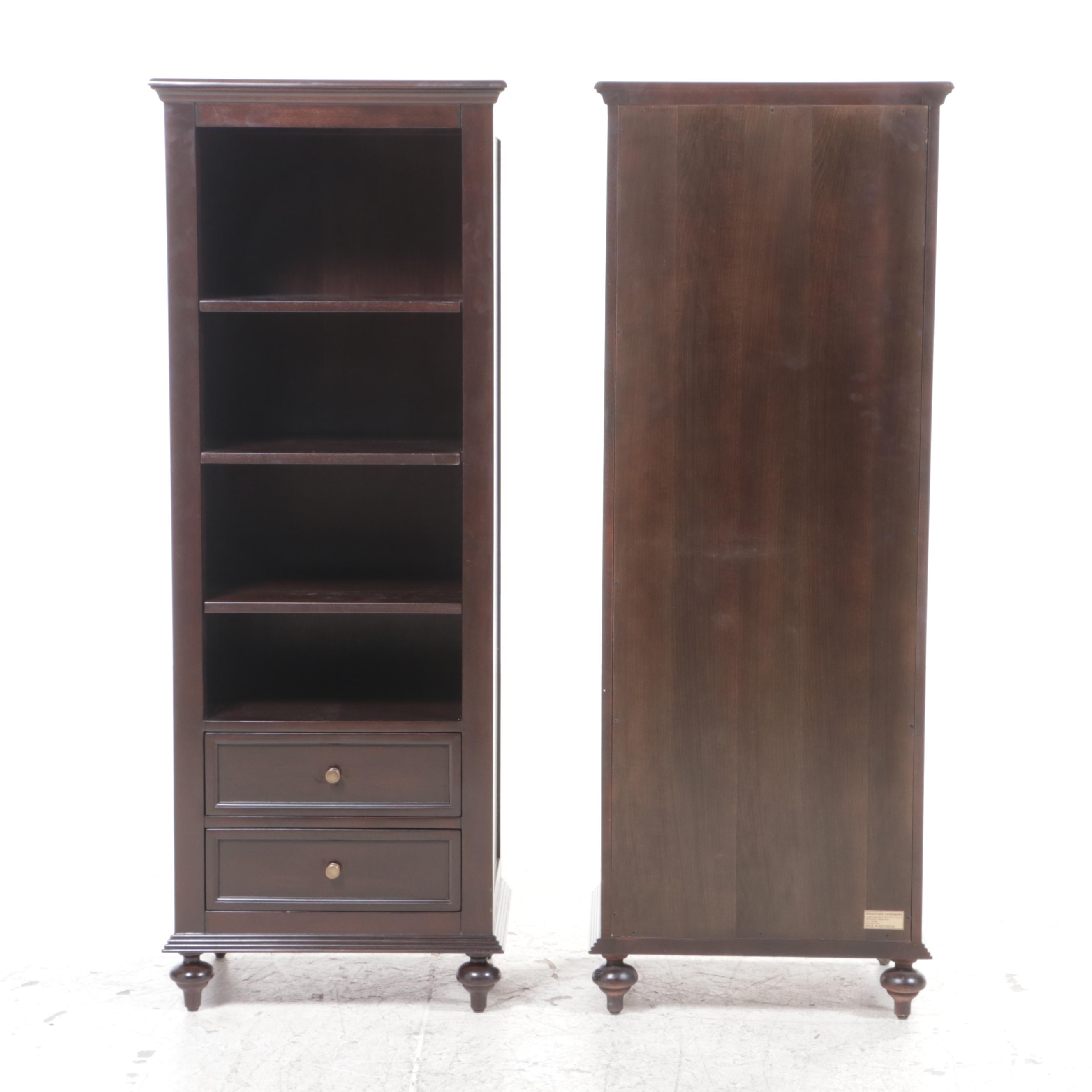 Pair of Signature Hardware "Keller" Mahogany Linen Storage EBTH