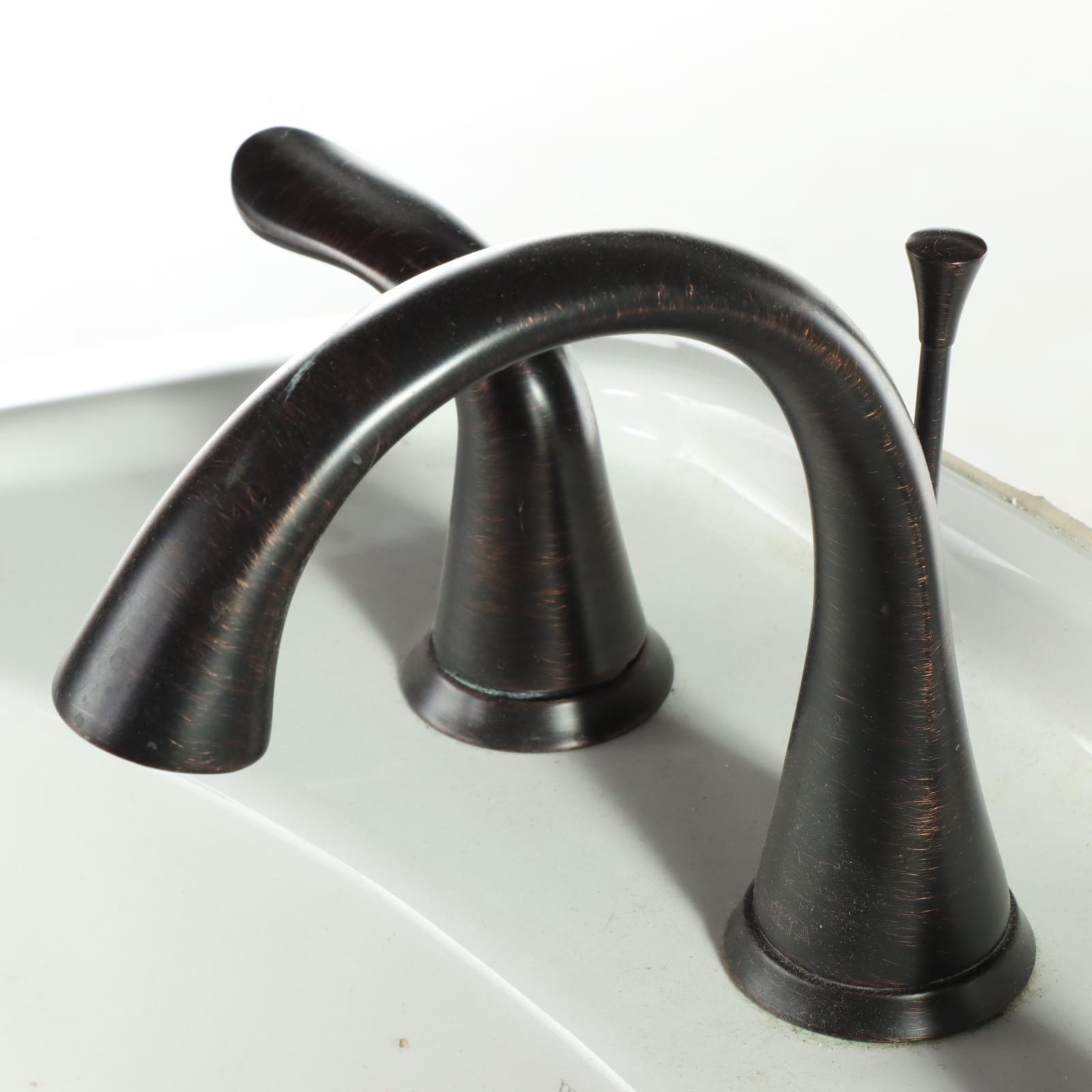 Mansfield Contemporary White Porcelain Pedestal Sink With Faucet EBTH