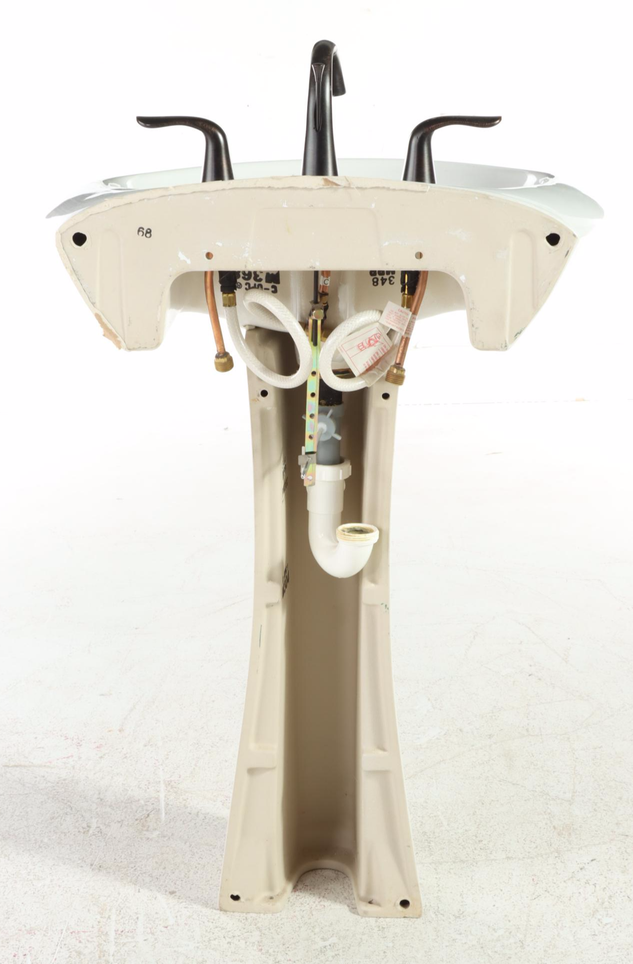 Mansfield Contemporary White Porcelain Pedestal Sink With Faucet EBTH