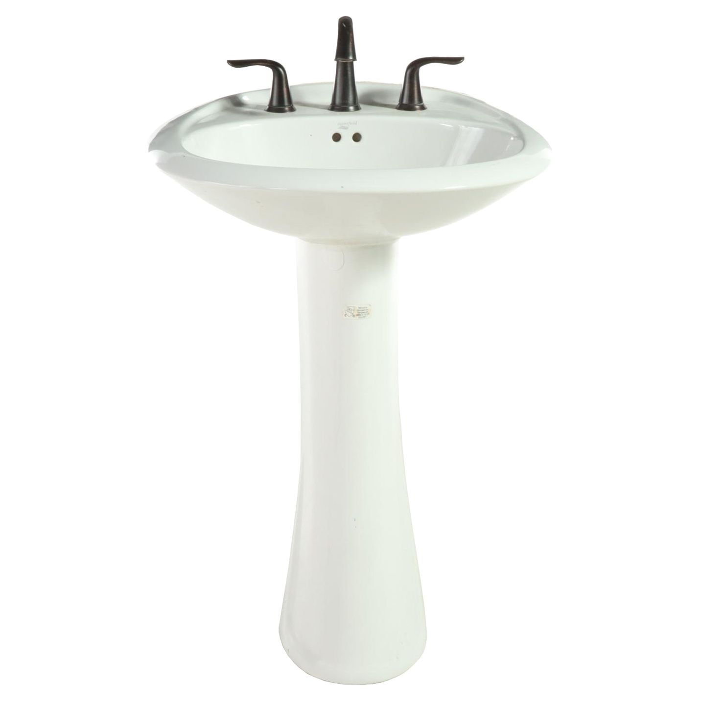Mansfield Contemporary White Porcelain Pedestal Sink With Faucet EBTH