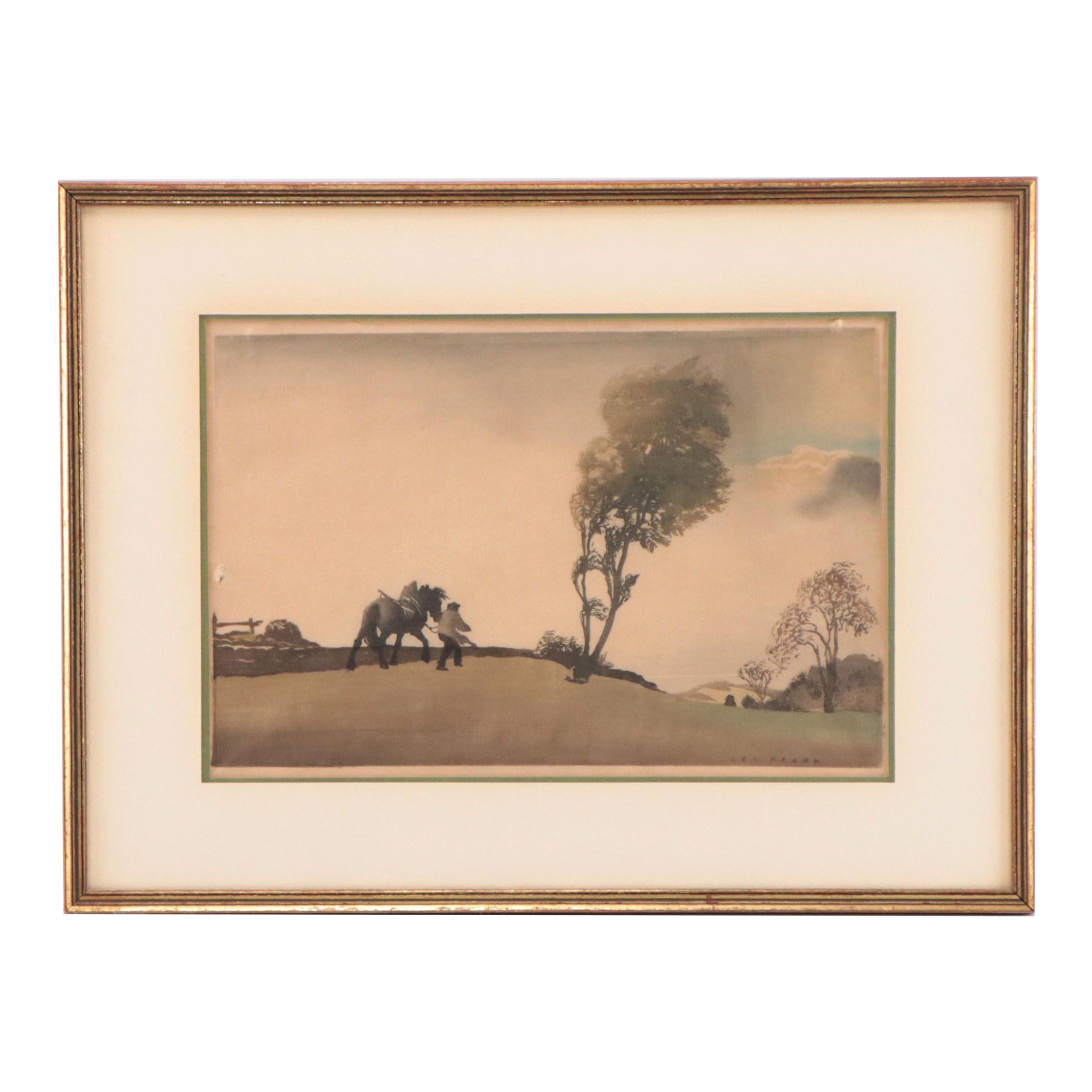 Woodcut After Leo Frank "Before the Storm" EBTH