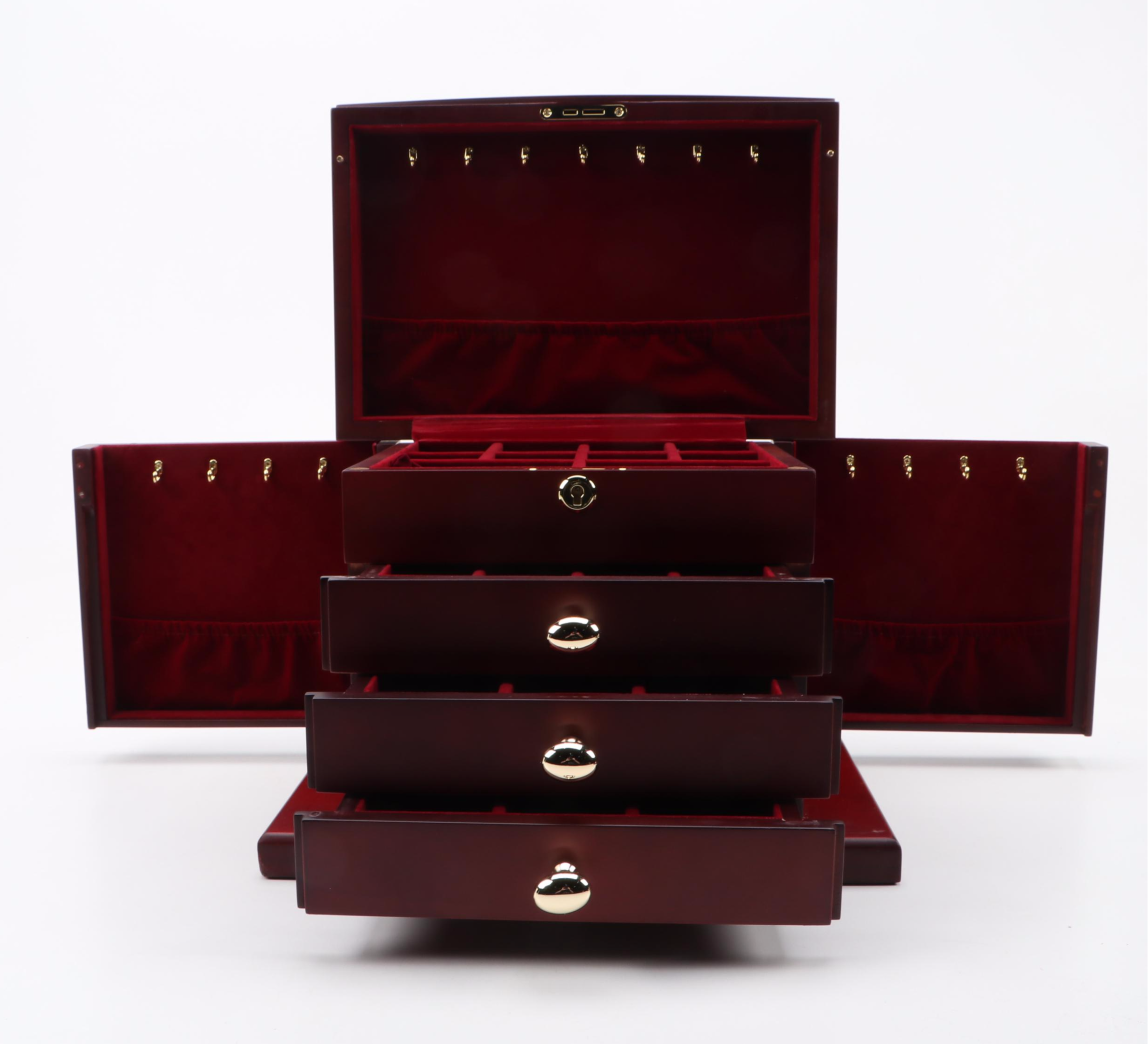 Jere Mahogany Finish ThreeDrawer Jewelry Box EBTH