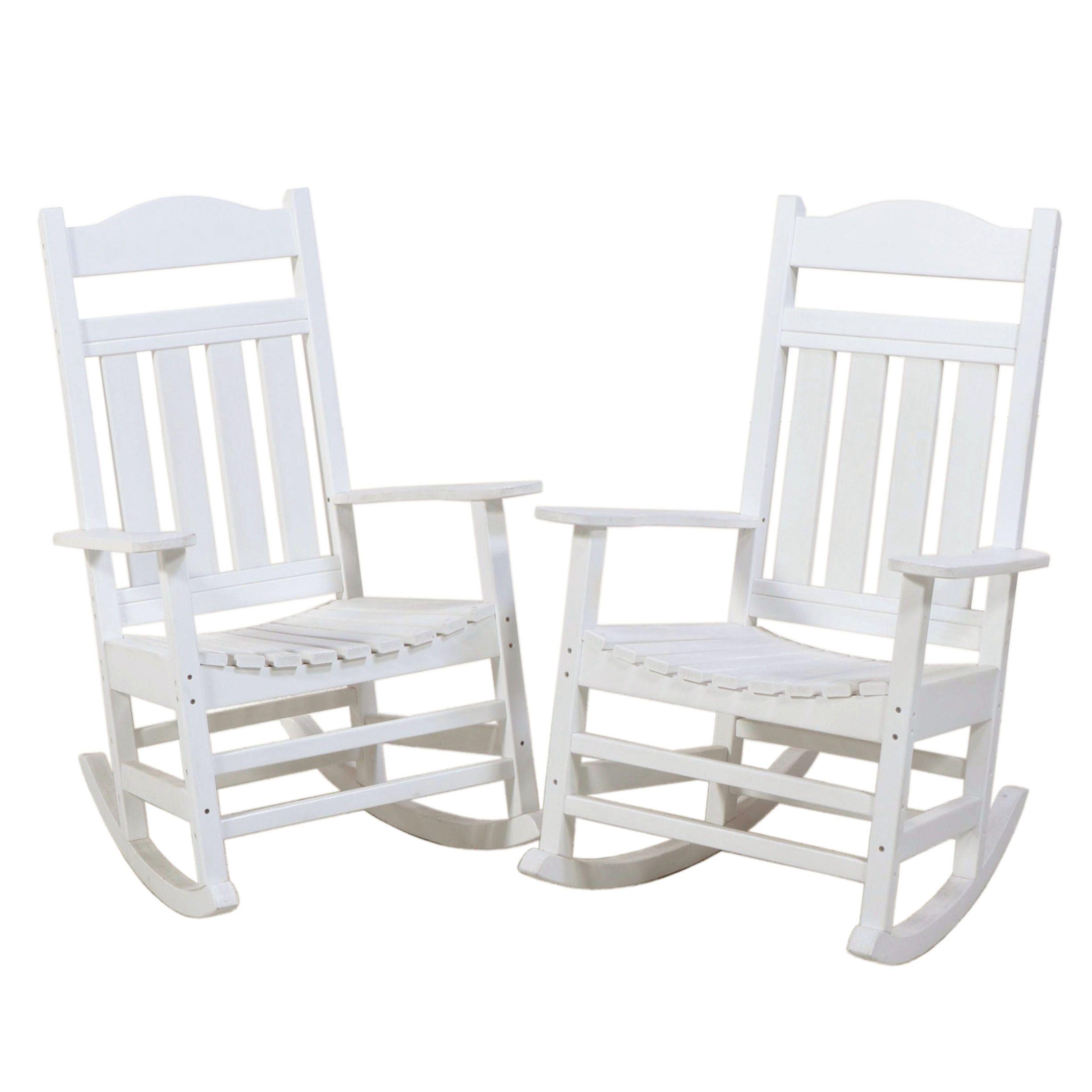 Pair of White Plastic Patio Rockers EBTH