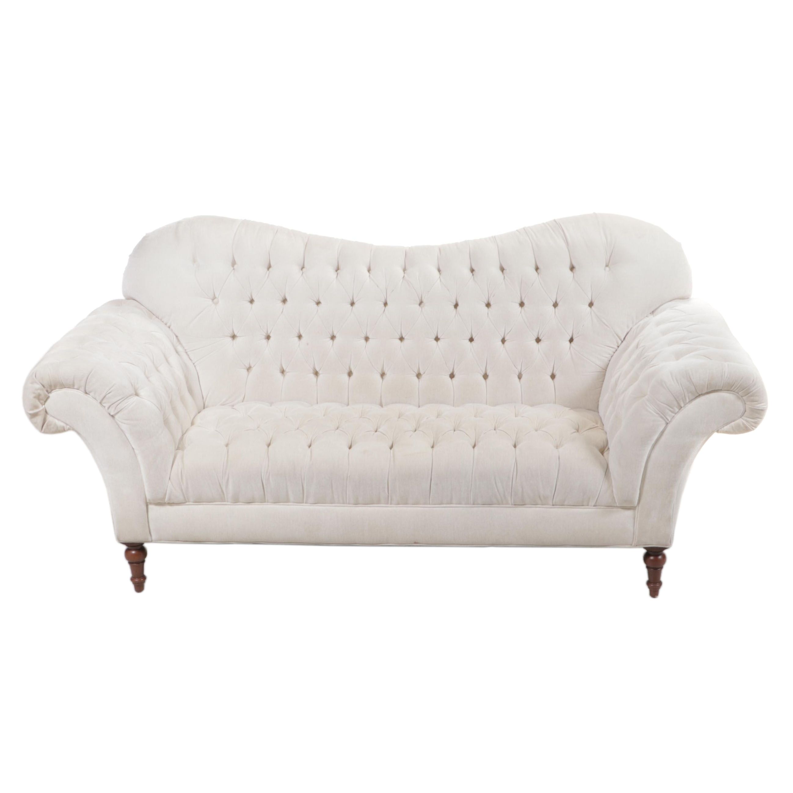 Contemporary ButtonTufted RollArm Sofa EBTH