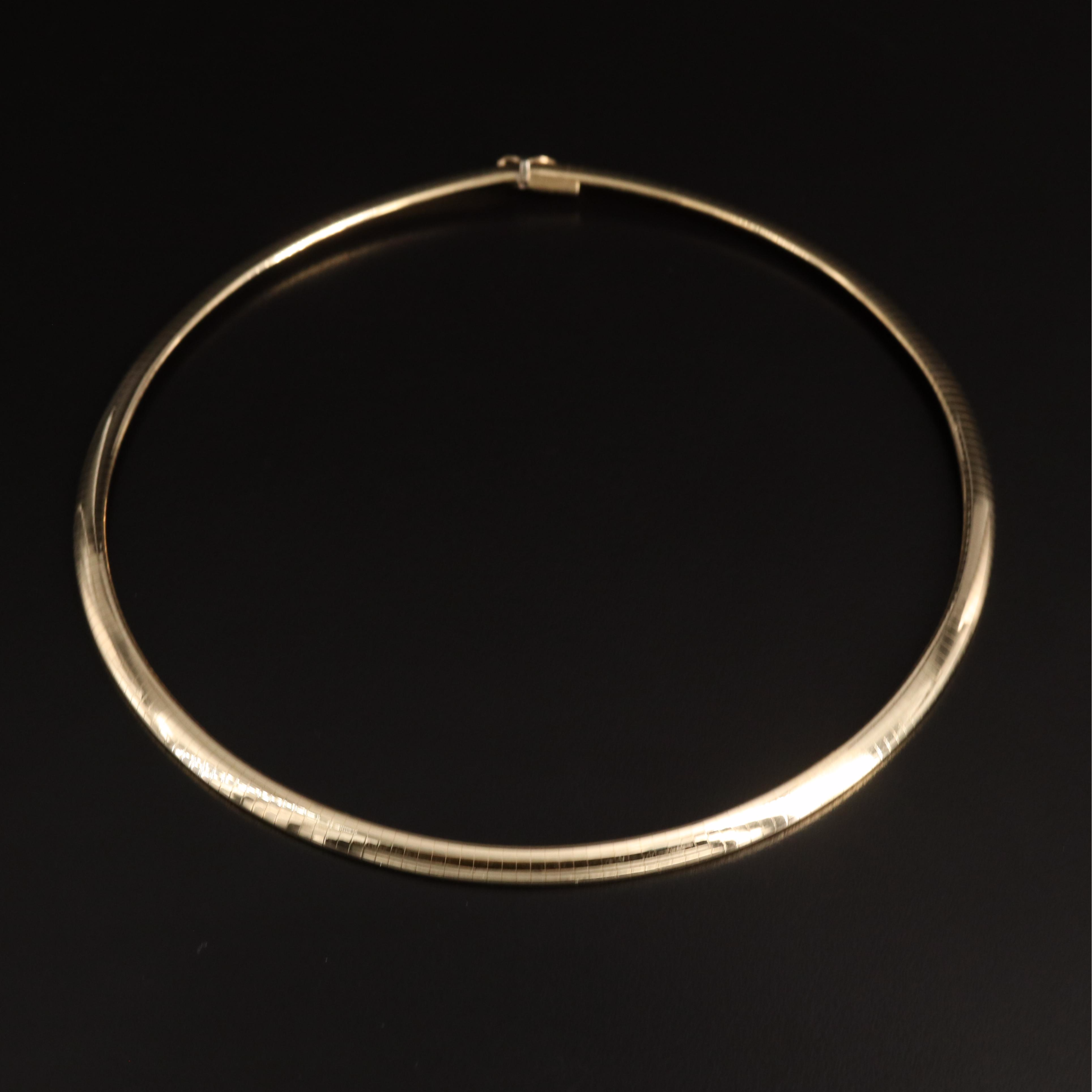 Italian 14K Omega Chain Necklace EBTH