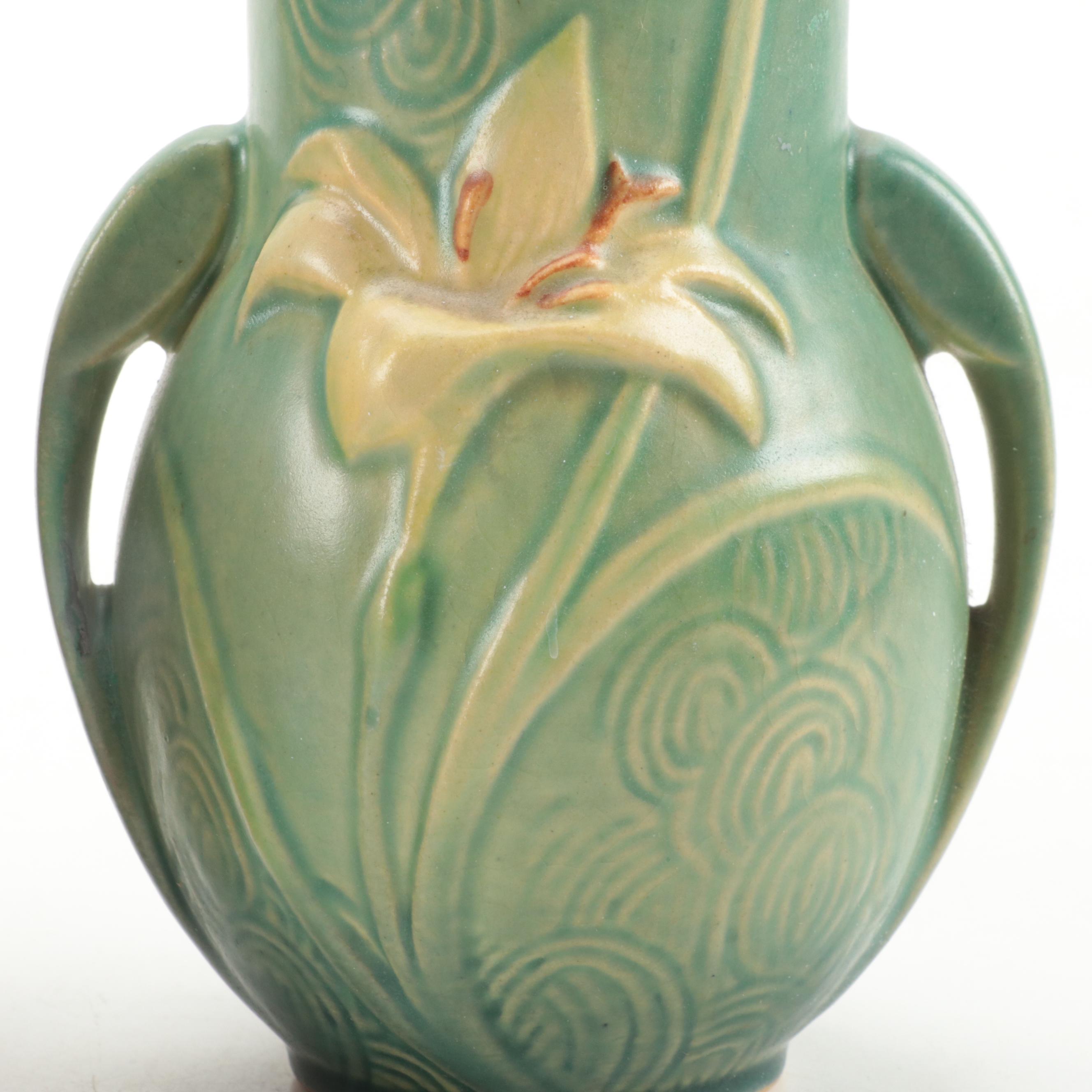 Roseville Pottery "Zephyr Lily Evergreen" And "Primrose Pink" Ceramic ...