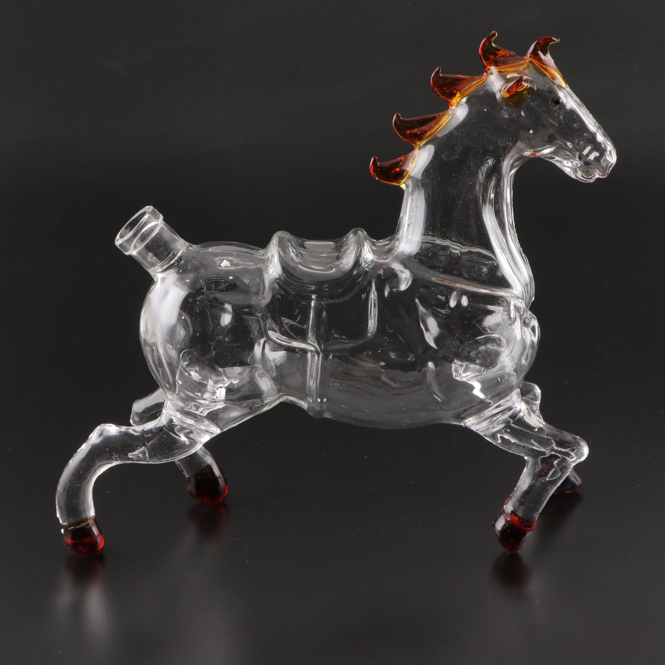 Blown Glass Horse Form Decanter EBTH