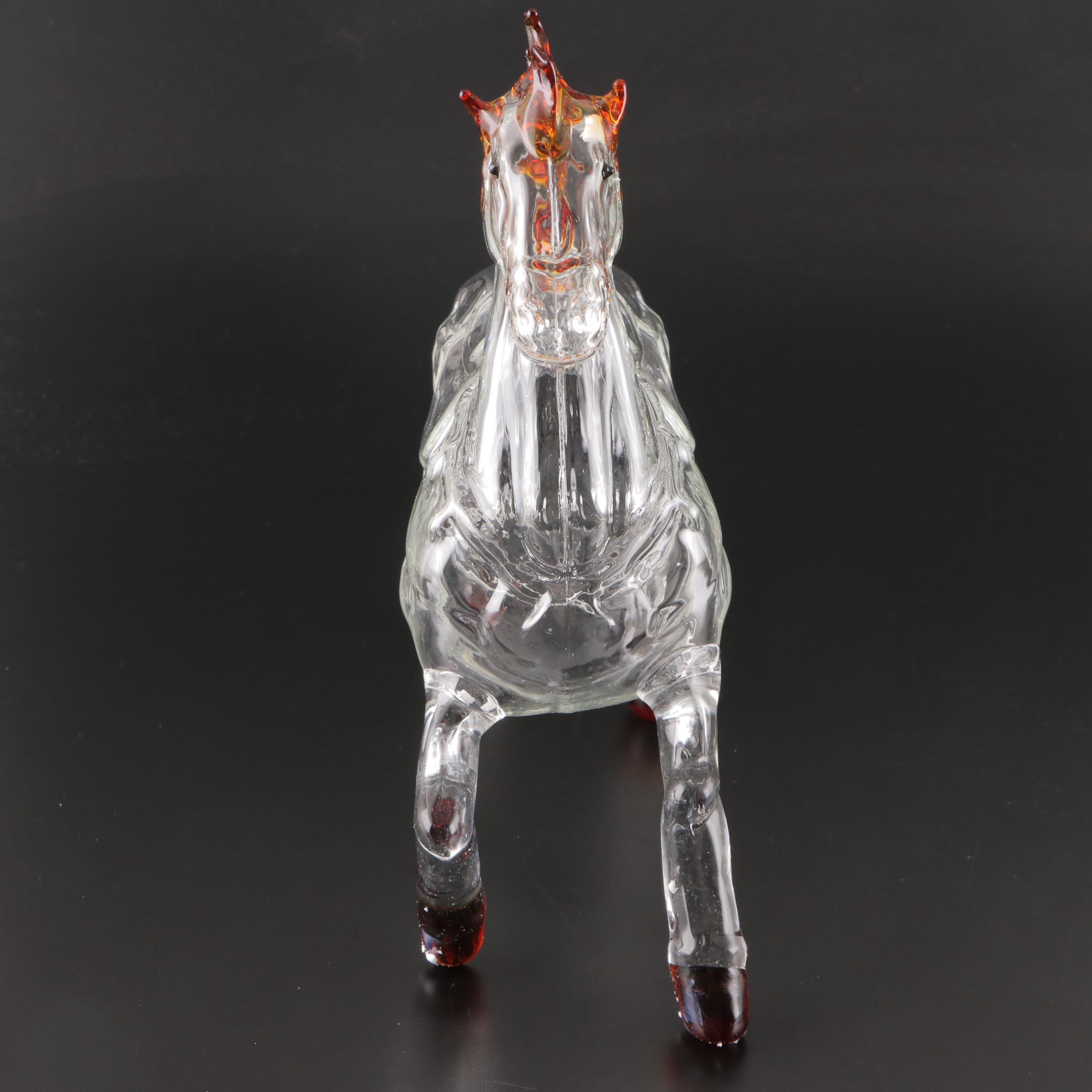 Blown Glass Horse Form Decanter EBTH