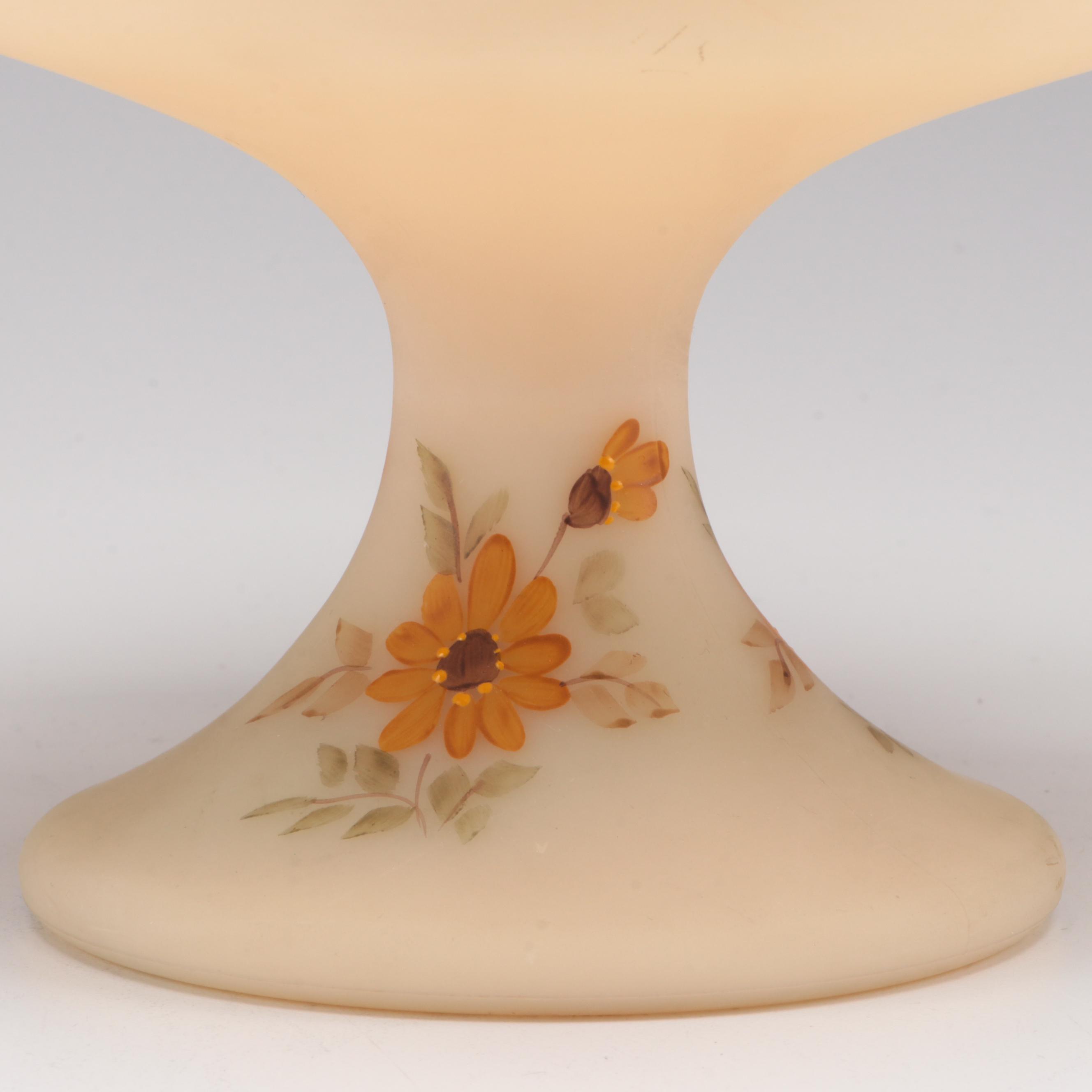 Fenton HandPainted Custard Glass Bowl and Compote EBTH