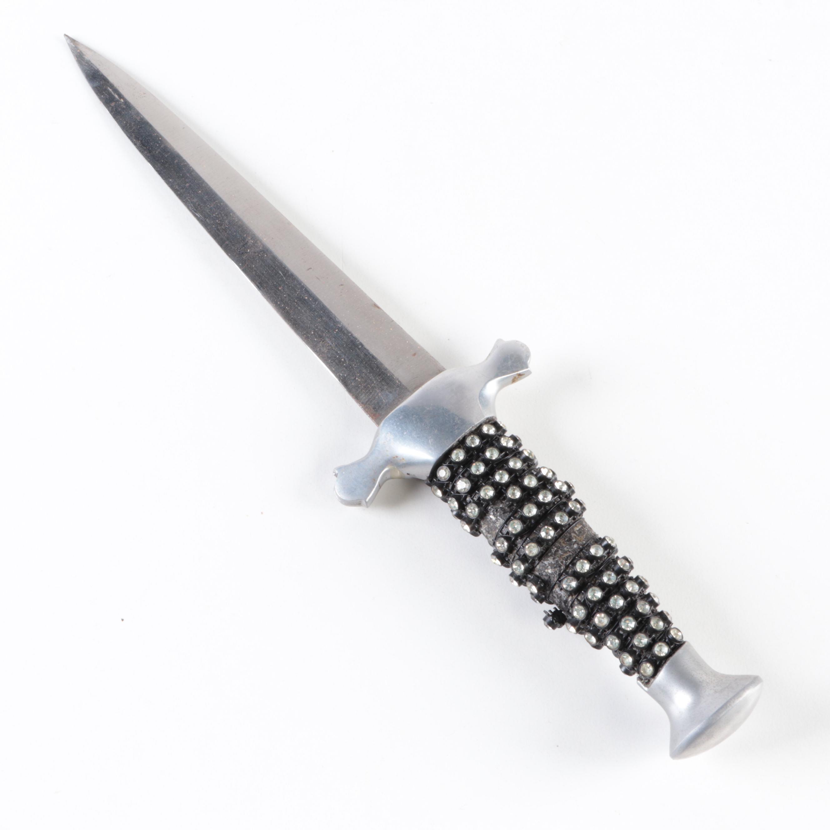 Rhinestone Embellished Dagger with Leather Sheath EBTH