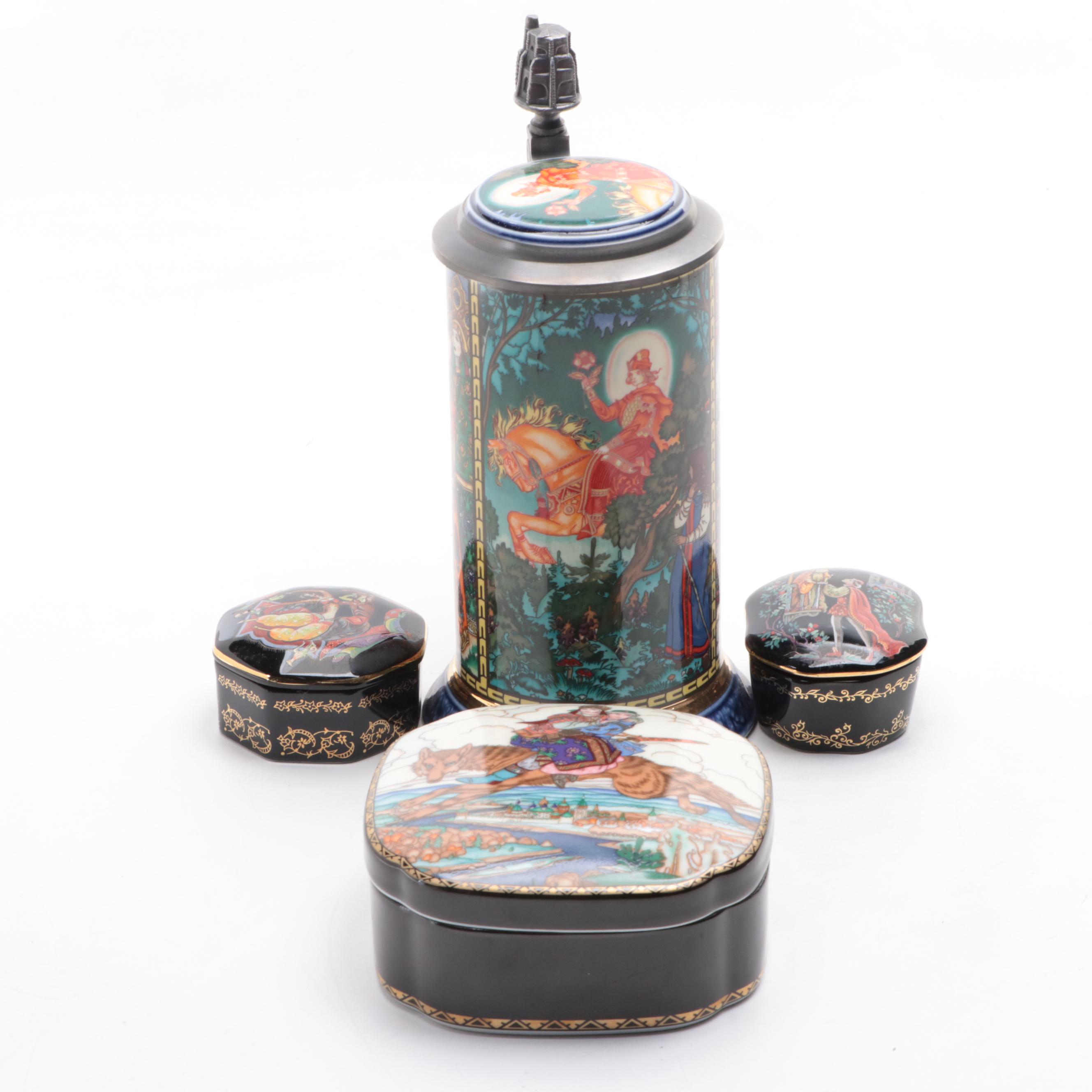 Villeroy & Boch Russian Folktale Stein, Box, Franklin Mint Porcelain