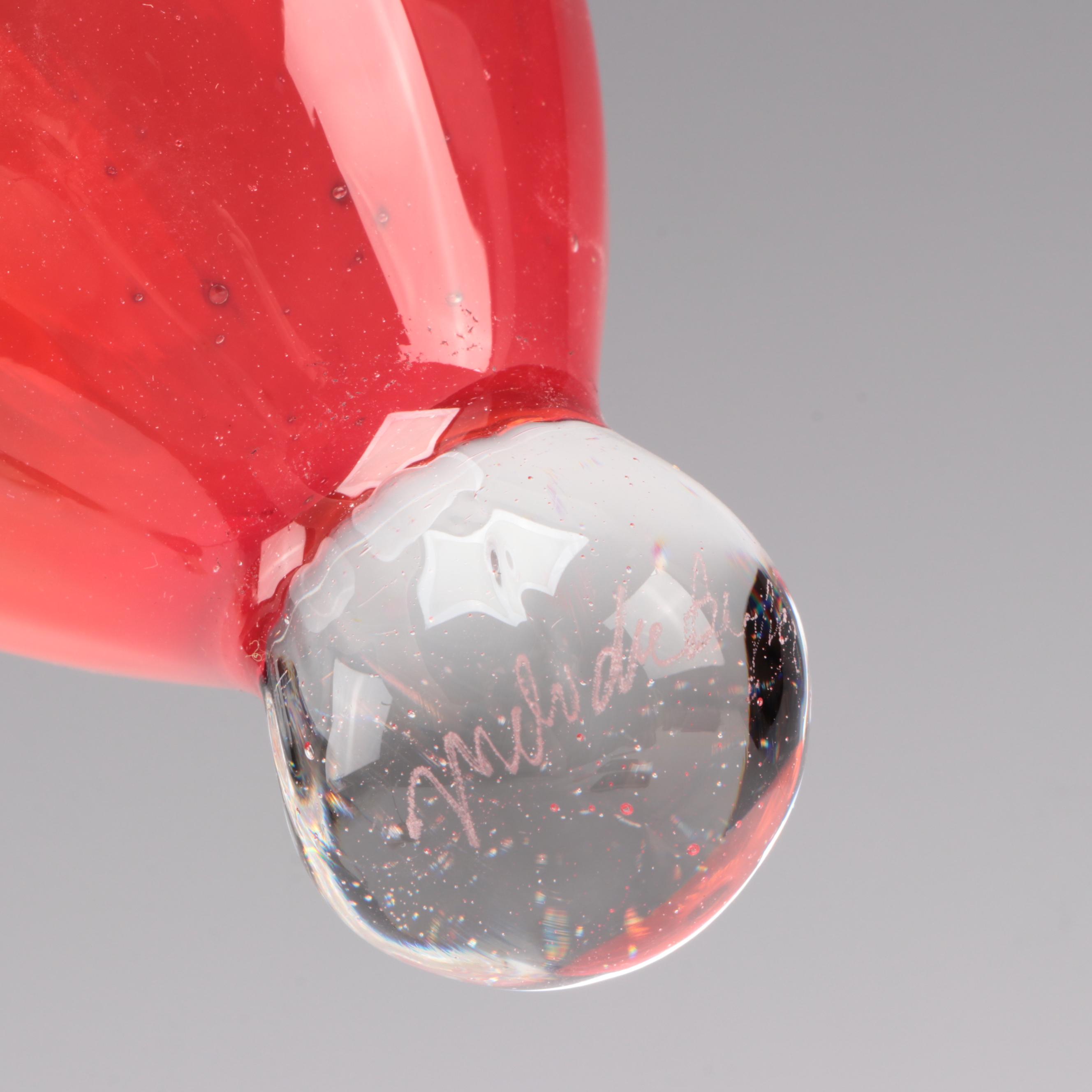 Fluted Blown Glass Hanging Vase with Weighted Stand EBTH