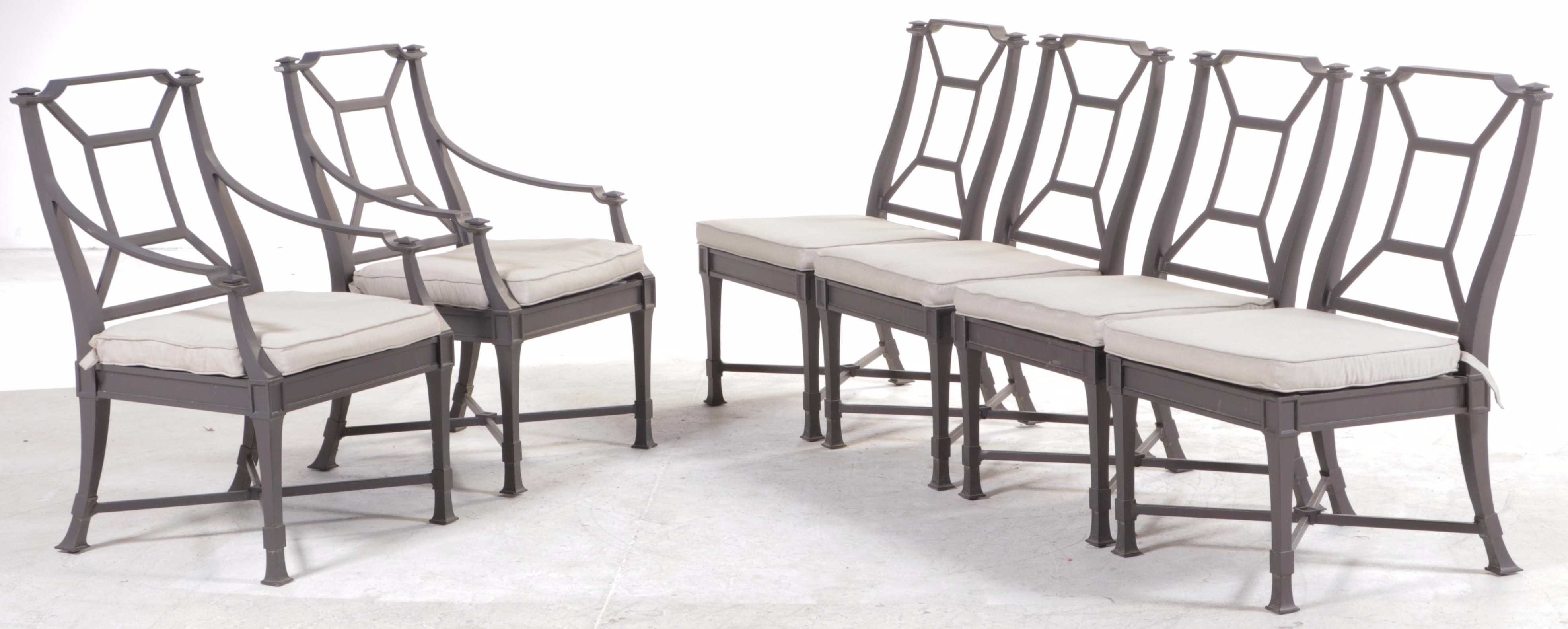 Restoration Hardware Cast Aluminum Patio Dining Set With Umbrella EBTH